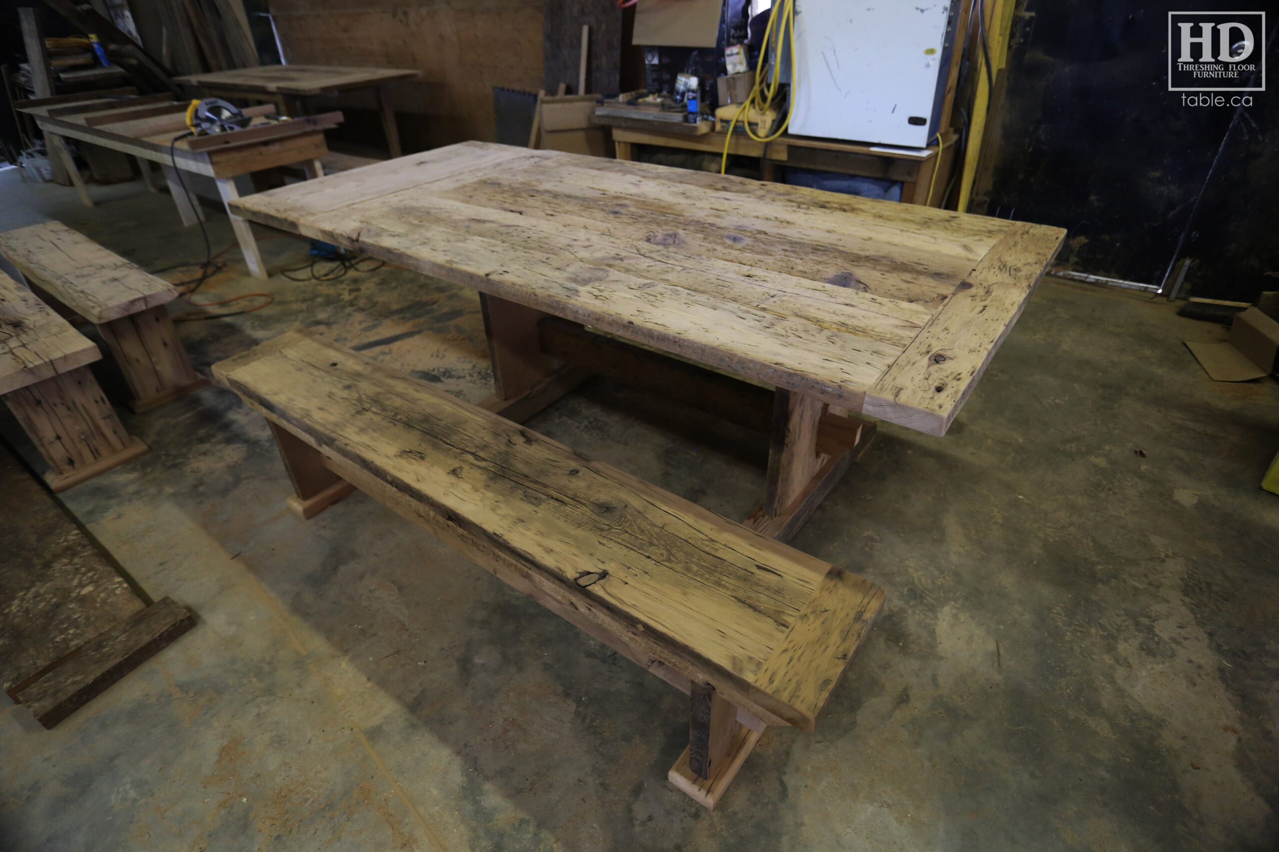 Reclaimed Wood Table & Bench by HD Threshing Floor Furniture / www.table.ca