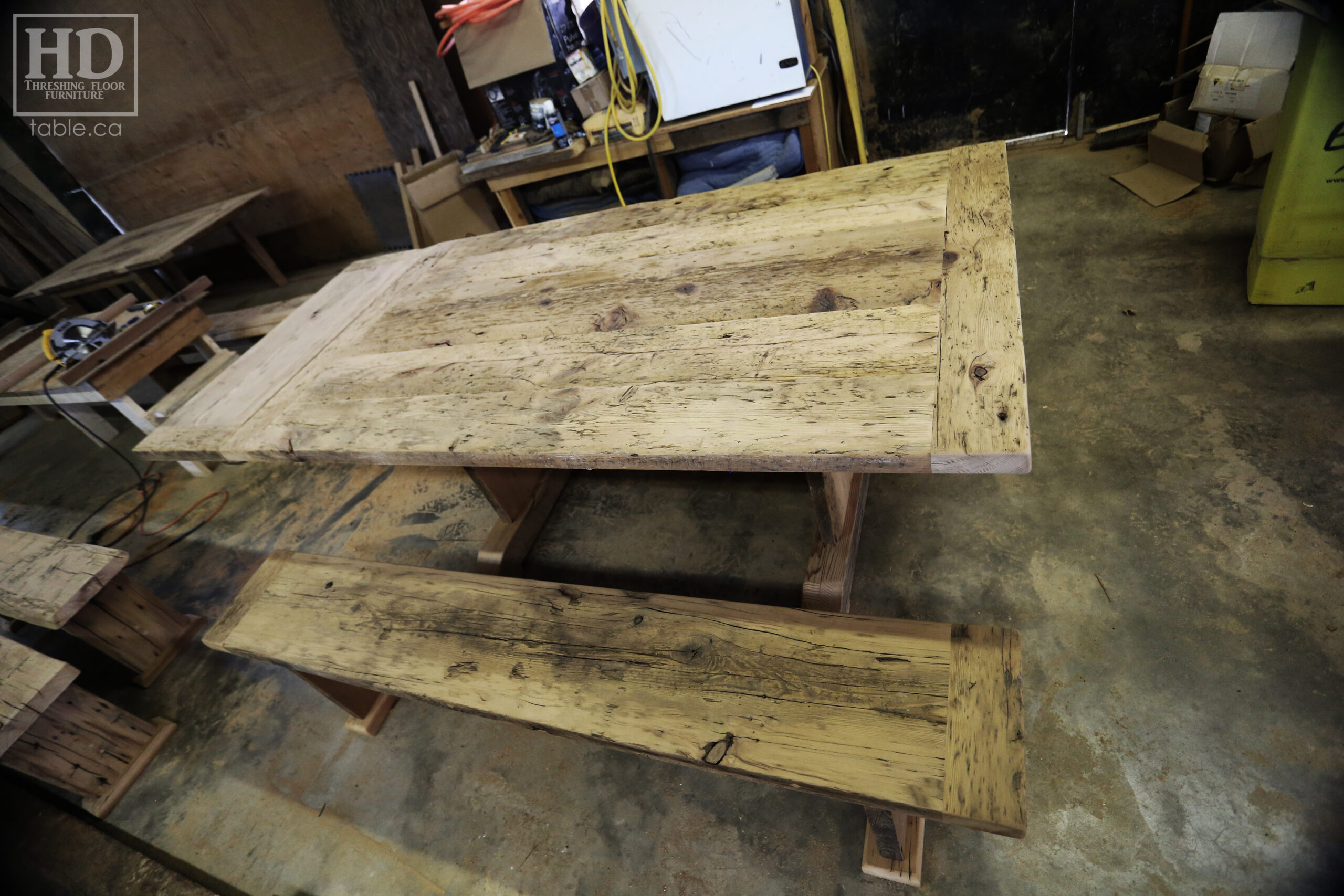 Reclaimed Wood Table & Bench by HD Threshing Floor Furniture / www.table.ca