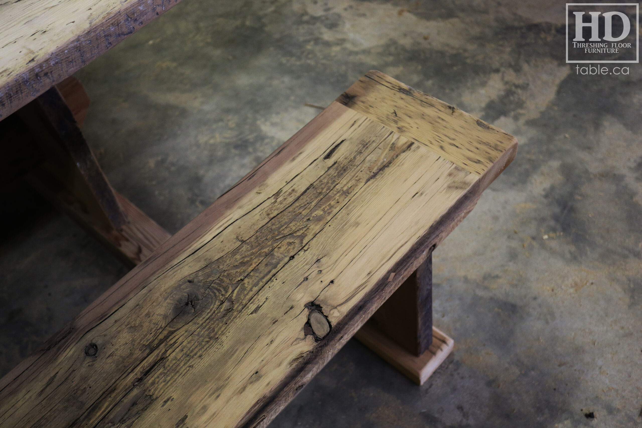 Reclaimed Wood Table & Bench by HD Threshing Floor Furniture / www.table.ca