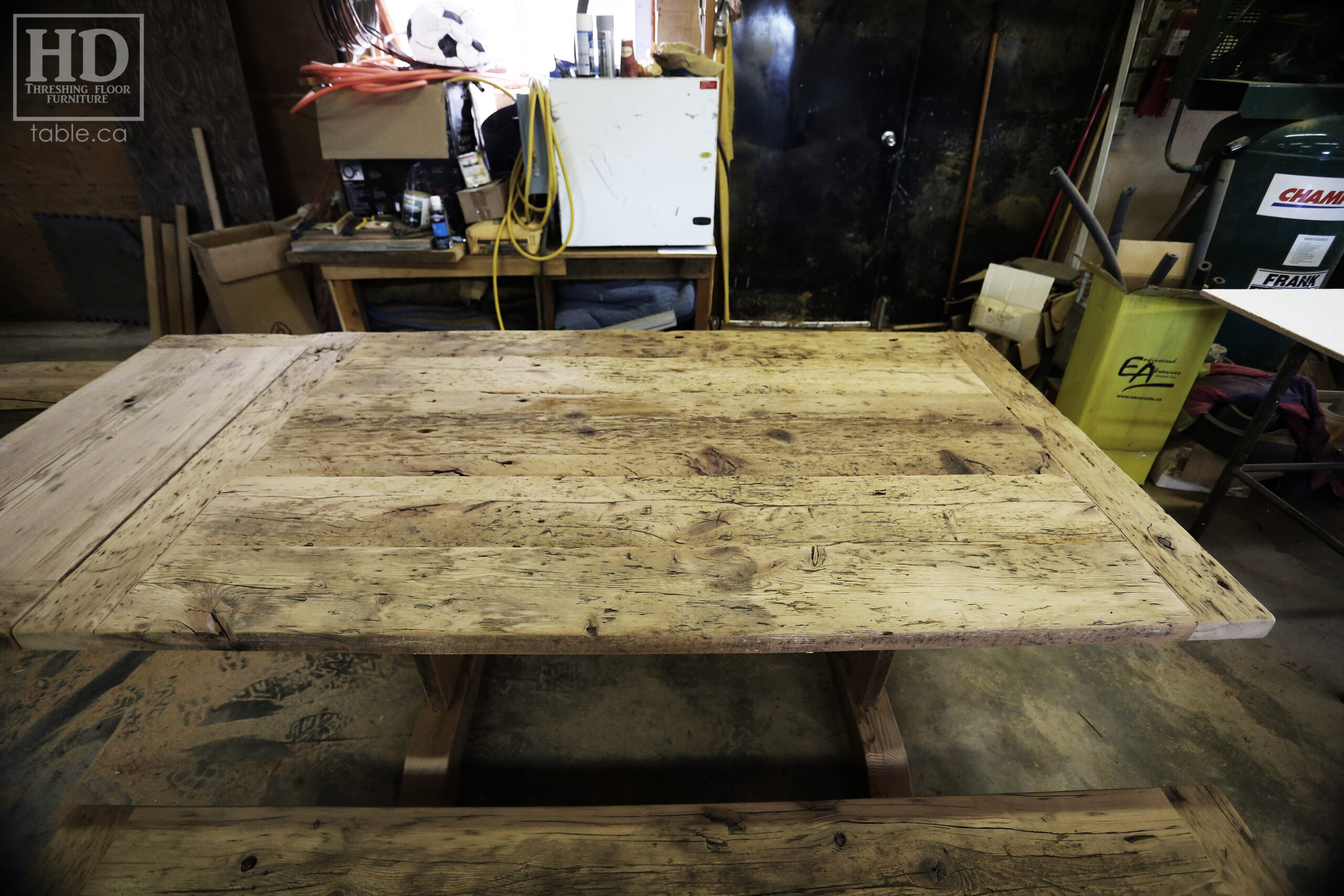 Reclaimed Wood Table & Bench by HD Threshing Floor Furniture / www.table.ca