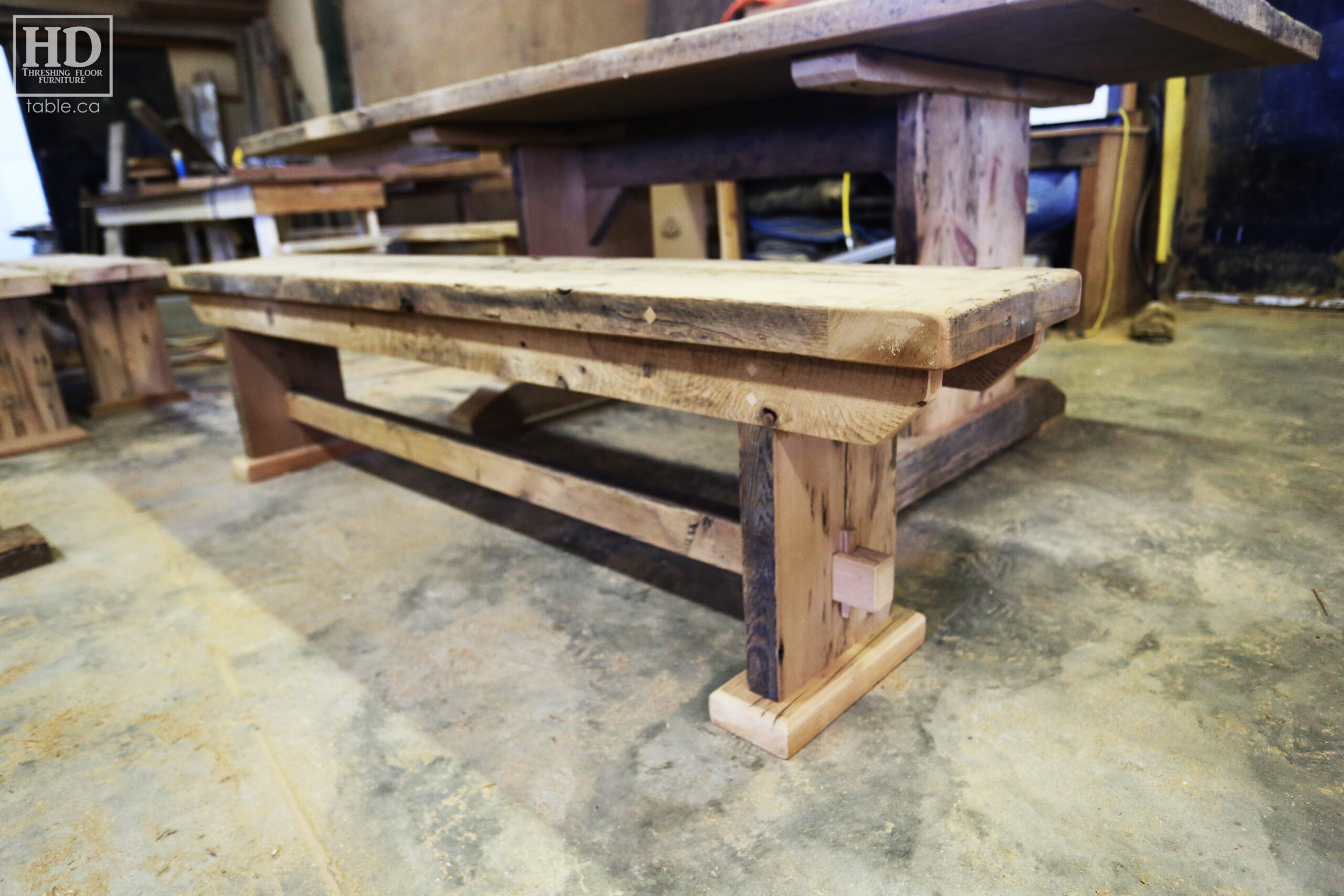 Reclaimed Wood Table & Bench by HD Threshing Floor Furniture / www.table.ca