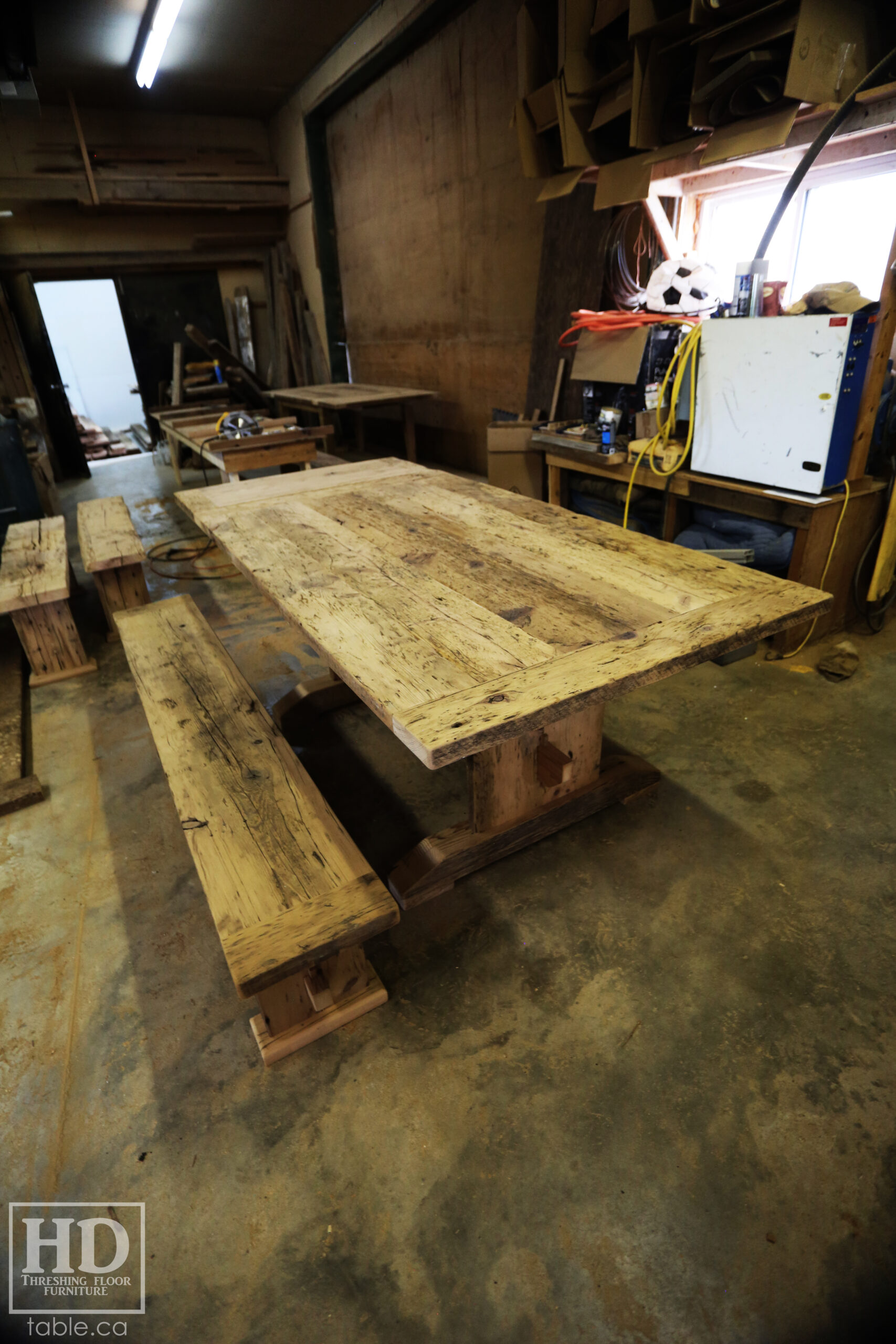 Reclaimed Wood Table & Bench by HD Threshing Floor Furniture / www.table.ca