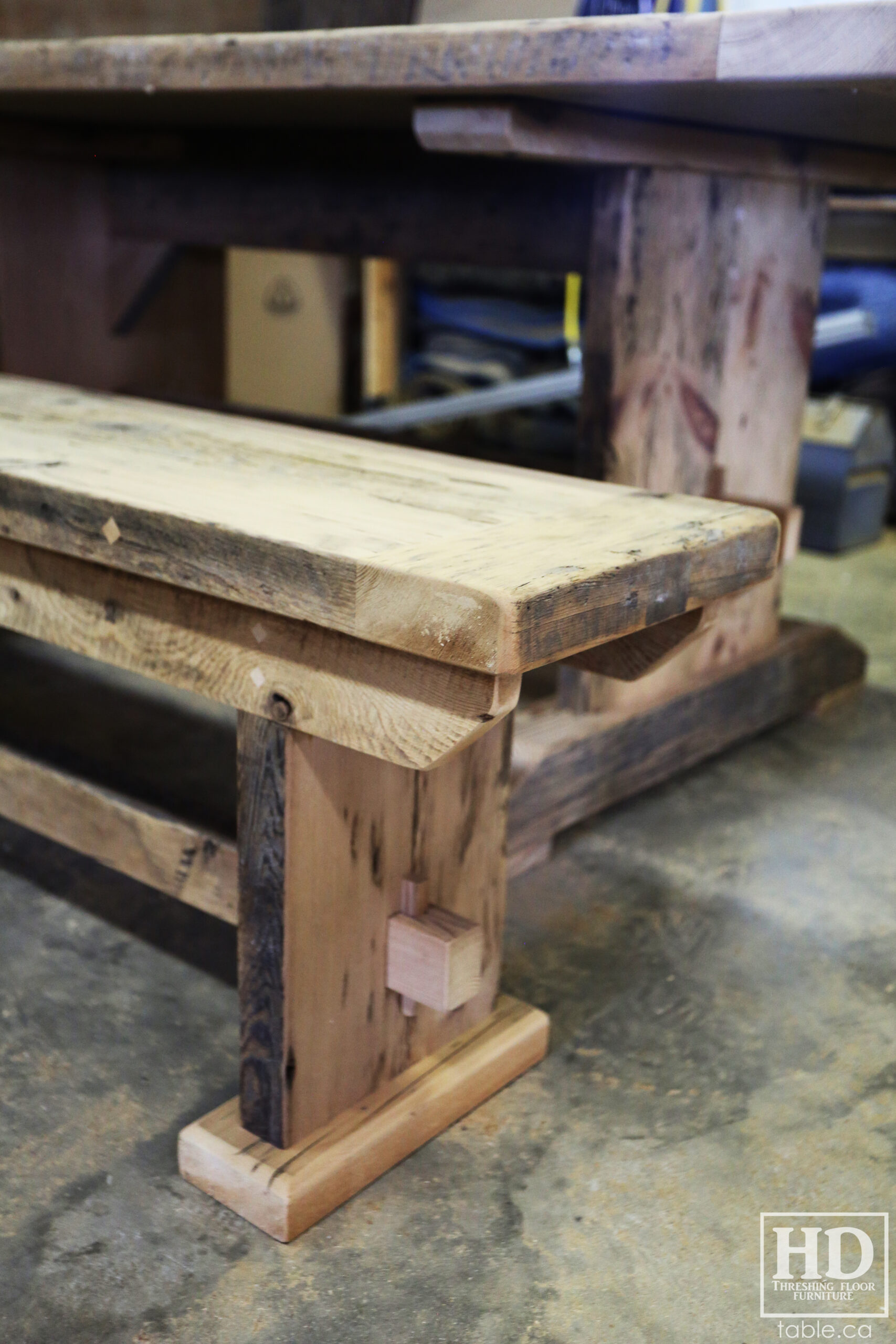 Reclaimed Wood Table & Bench by HD Threshing Floor Furniture / www.table.ca