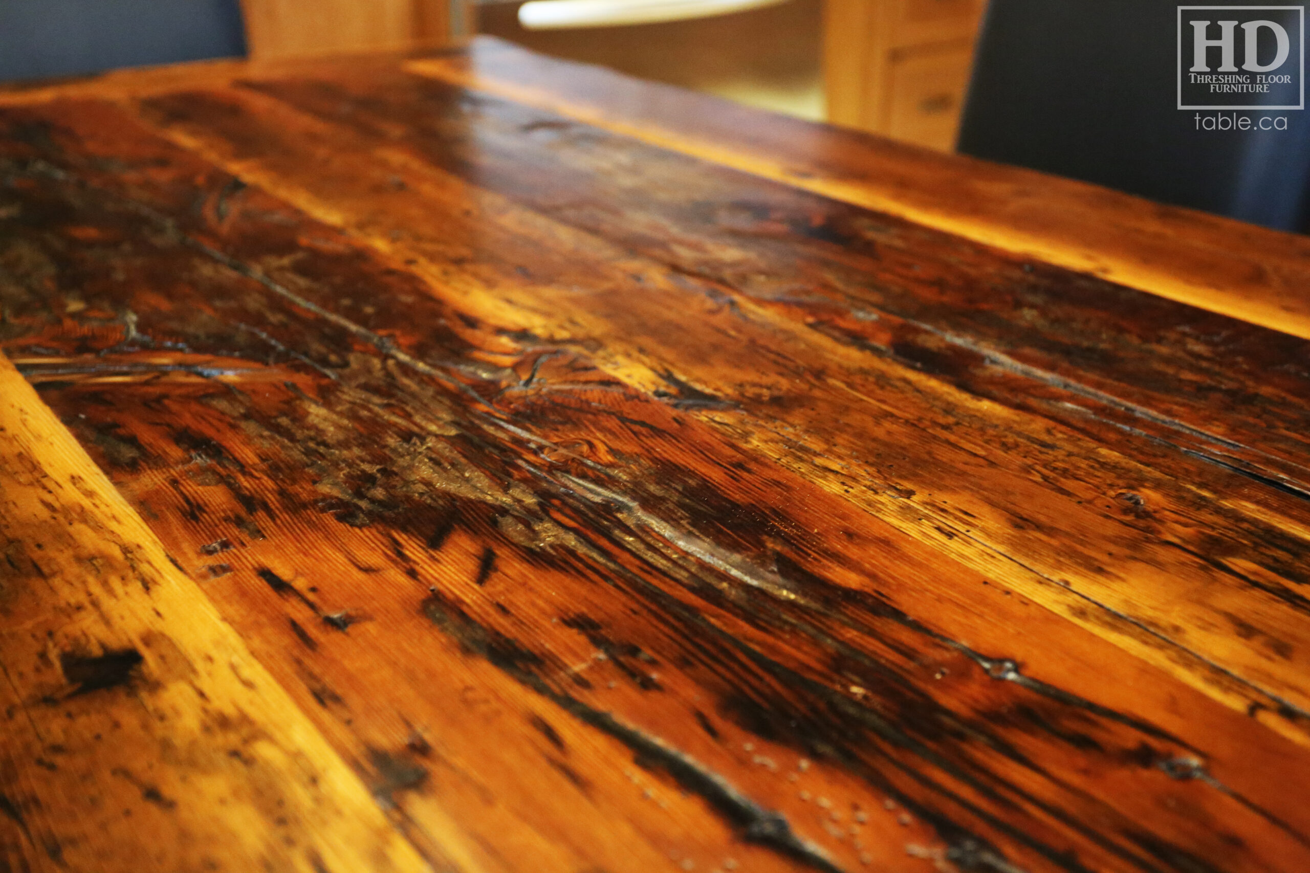 Reclaimed Wood Table with Steel Base by HD Threshing Floor Furniture / www.table.ca