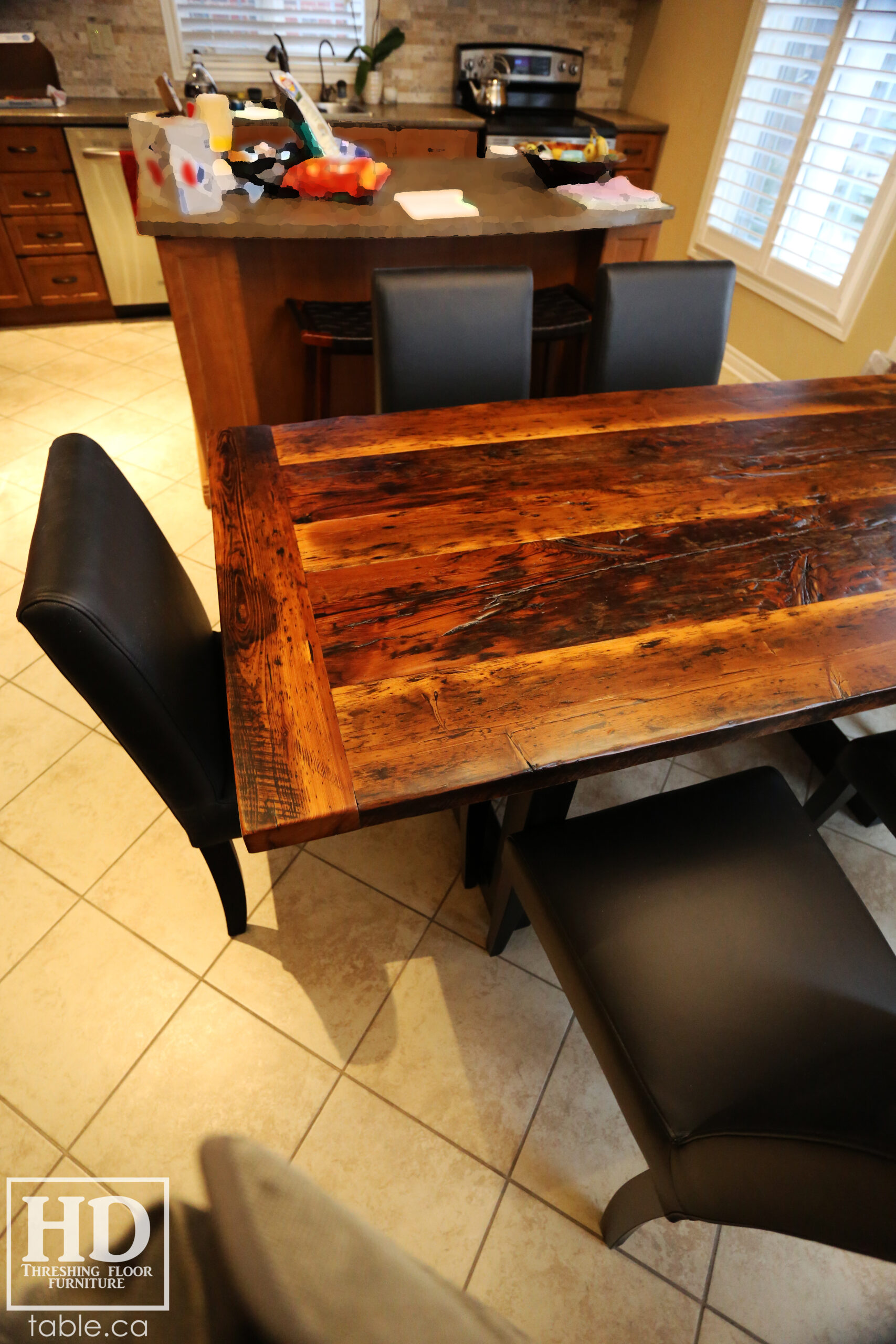 Reclaimed Wood Table with Steel Base by HD Threshing Floor Furniture / www.table.ca