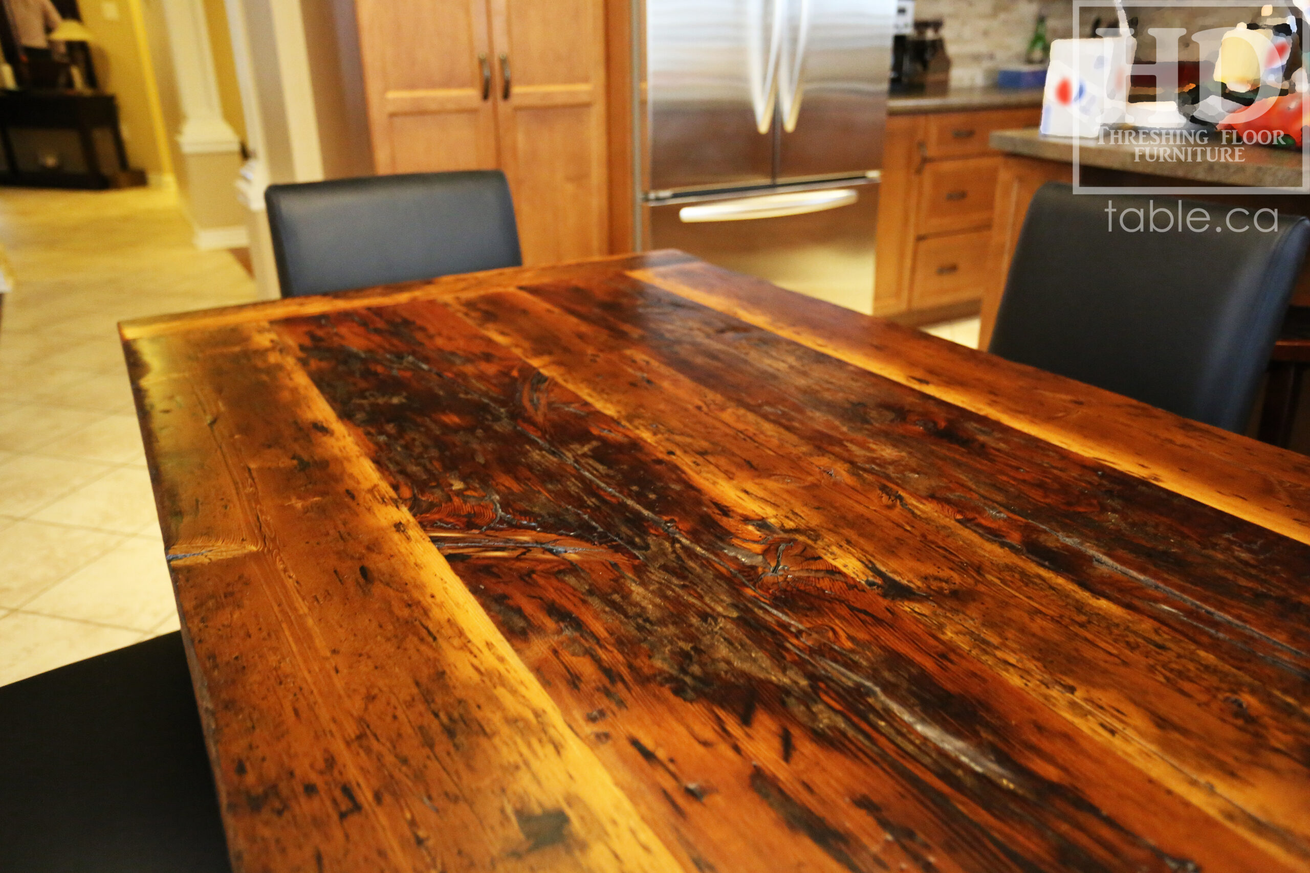 Reclaimed Wood Table with Steel Base by HD Threshing Floor Furniture / www.table.ca