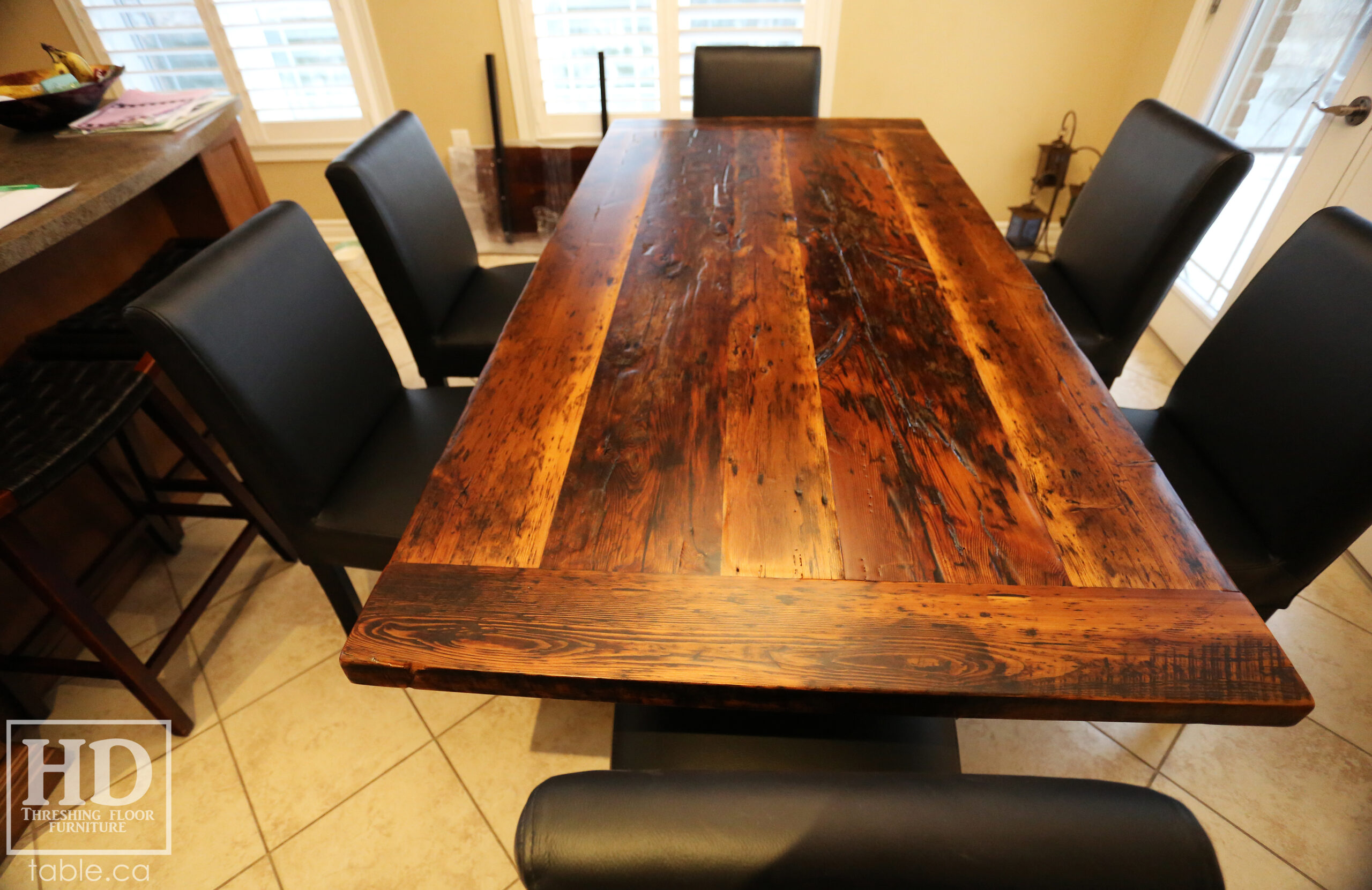 Reclaimed Wood Table with Steel Base by HD Threshing Floor Furniture / www.table.ca