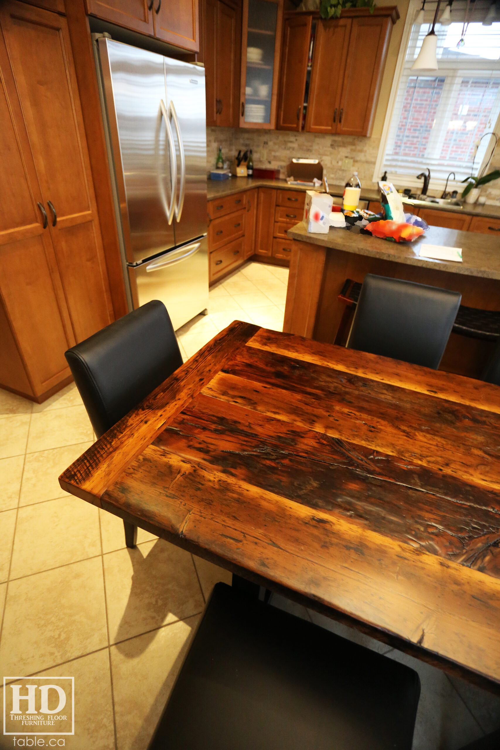 Reclaimed Wood Table with Steel Base by HD Threshing Floor Furniture / www.table.ca