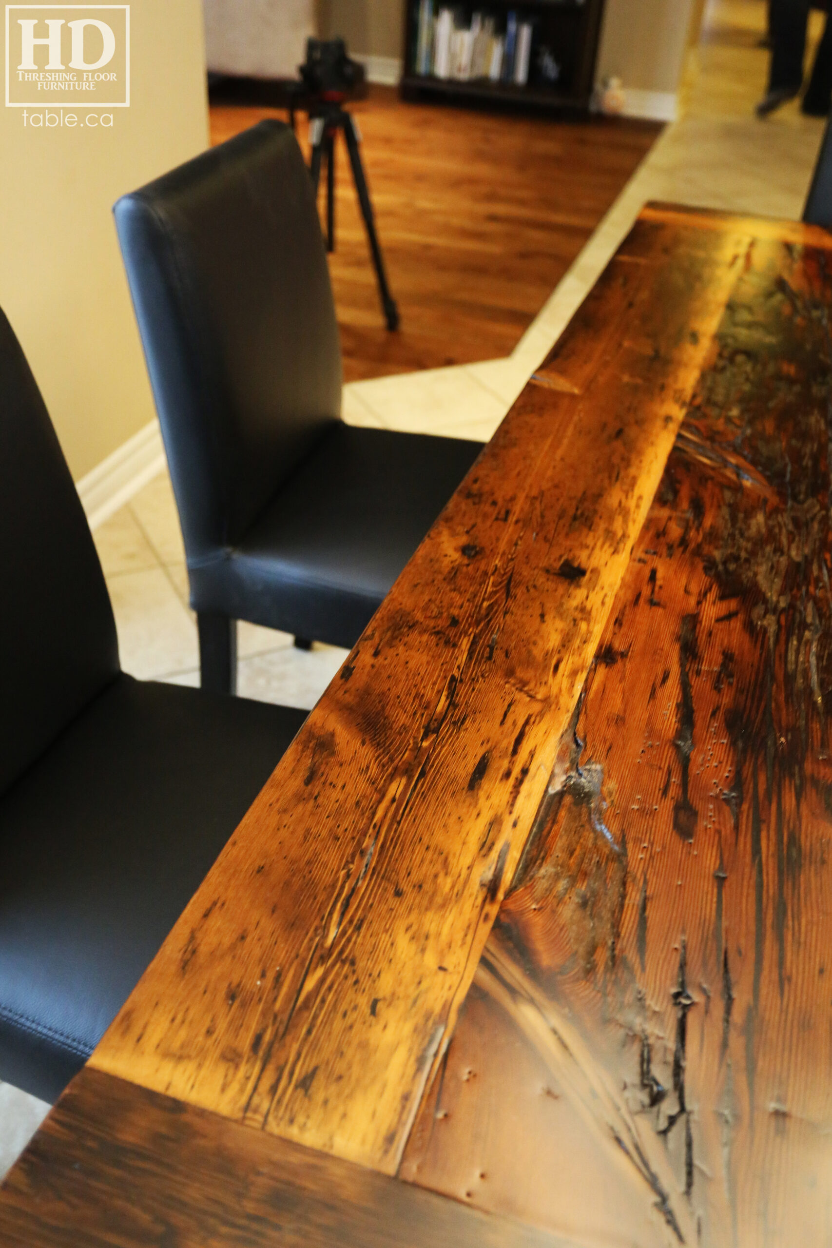 Reclaimed Wood Table with Steel Base by HD Threshing Floor Furniture / www.table.ca