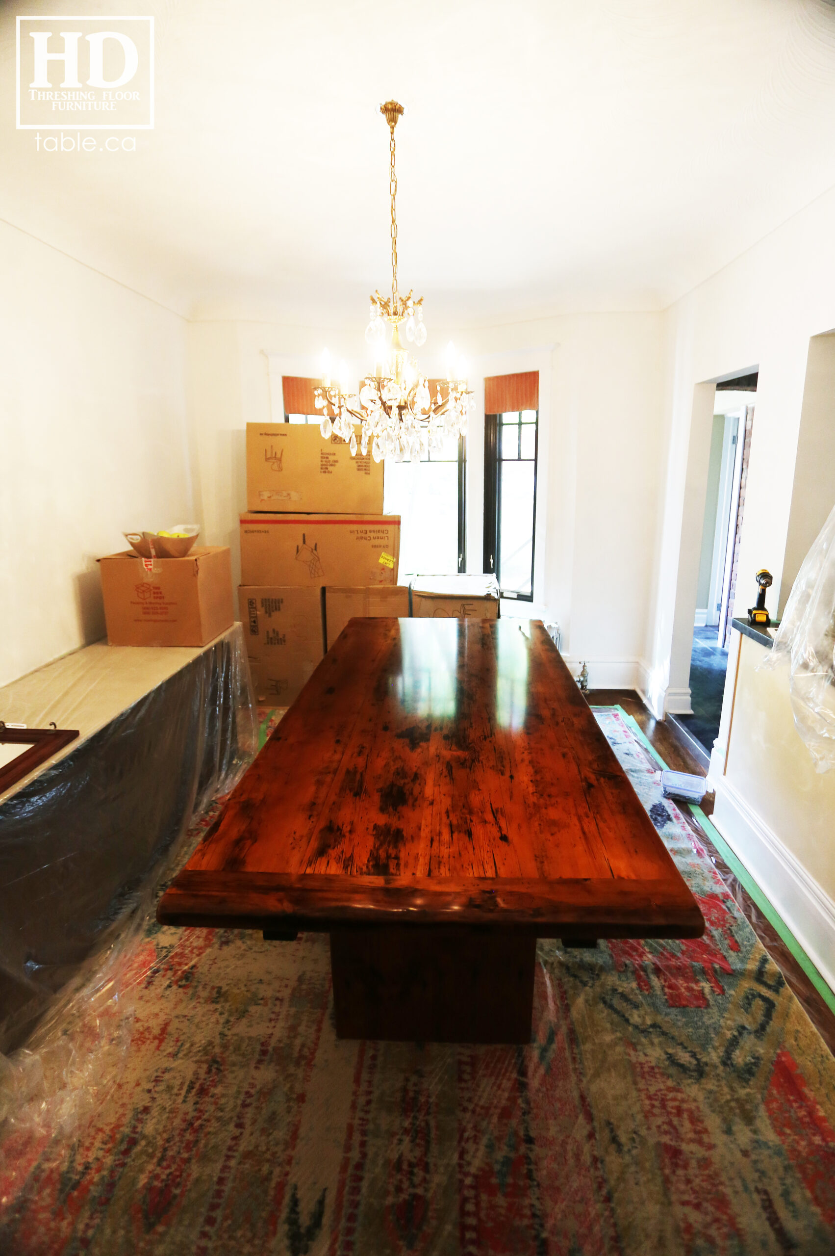 High Gloss Reclaimed Wood Table by HD Threshing Floor Furniture / www.table.ca