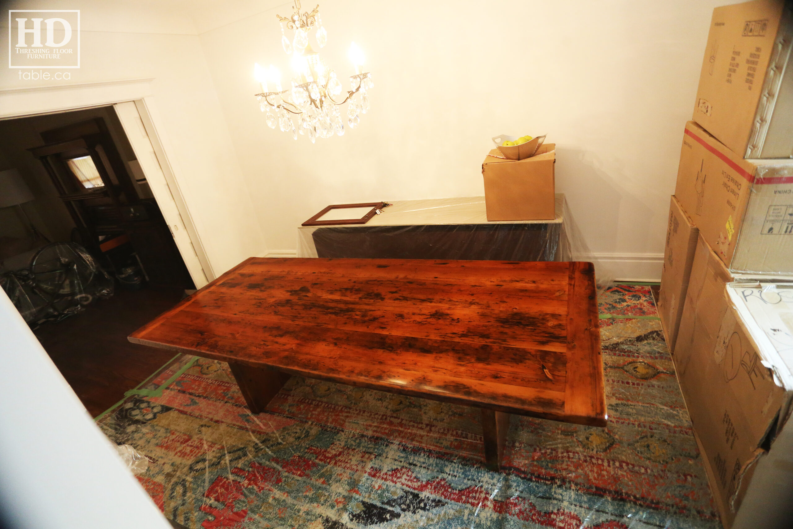 High Gloss Reclaimed Wood Table by HD Threshing Floor Furniture / www.table.ca