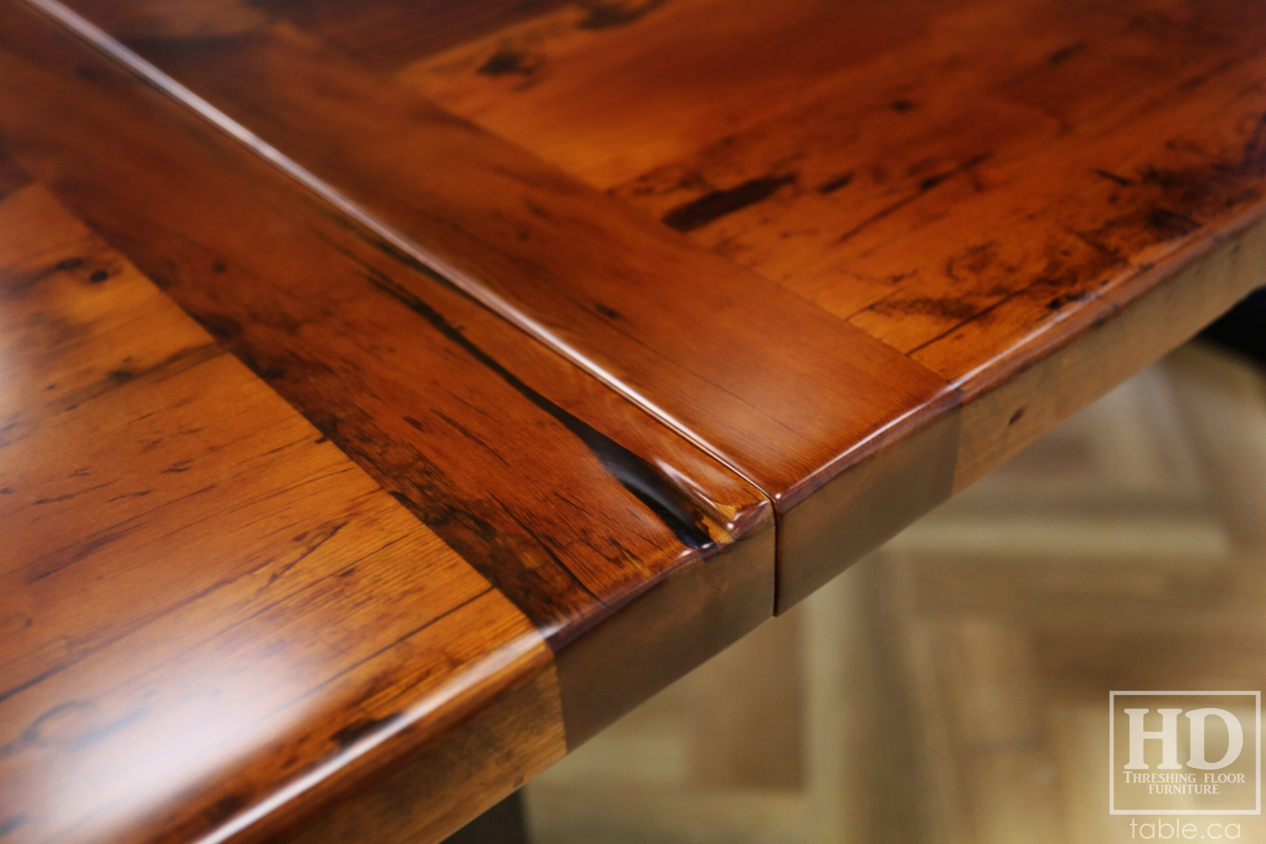 Boardroom Table with Metal Base made from Ontario Barnwood by HD Threshing Floor Furniture / www.table.ca