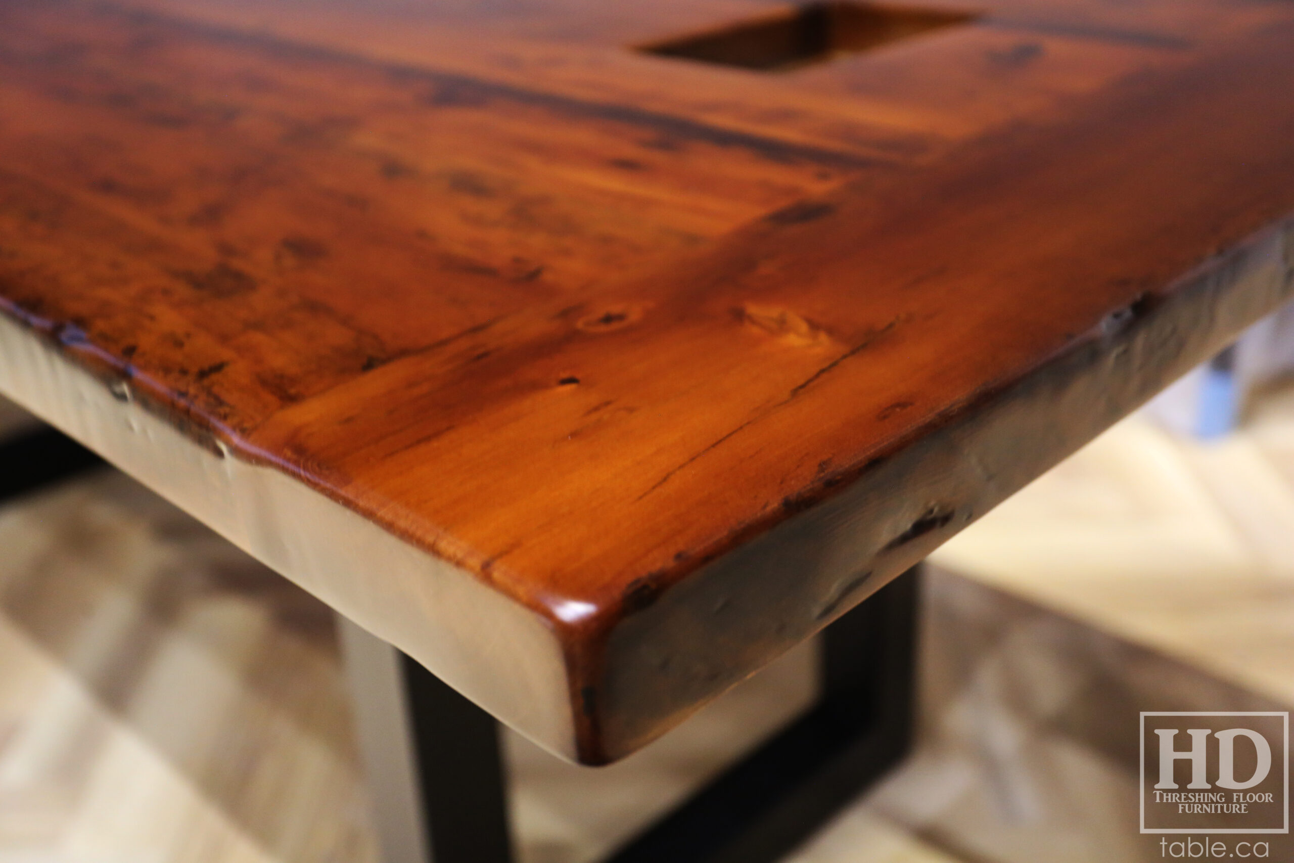 Boardroom Table with Metal Base made from Ontario Barnwood by HD Threshing Floor Furniture / www.table.ca