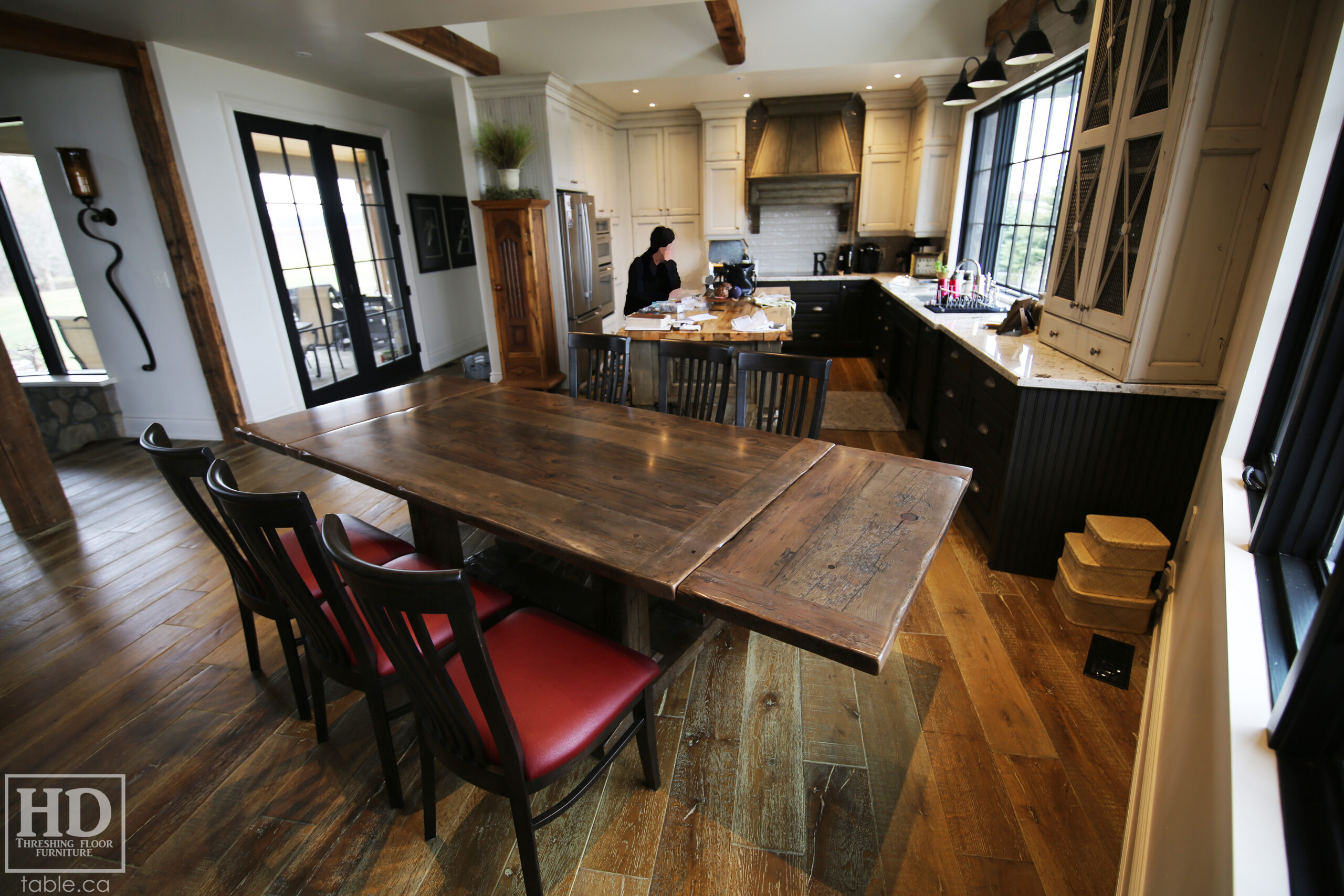 Barnboard Grey Option Reclaimed Wood Table with Modified Frame Base by HD Threshing Floor Furniture / www.table.ca