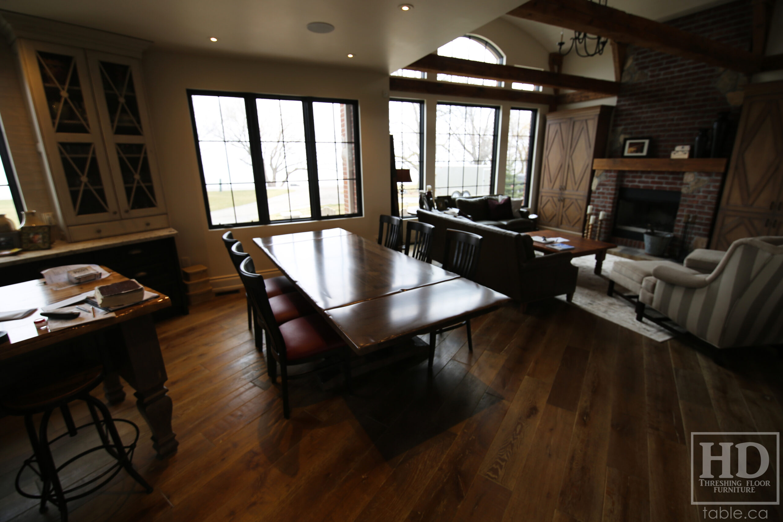 Barnboard Grey Option Reclaimed Wood Table with Modified Frame Base by HD Threshing Floor Furniture / www.table.ca