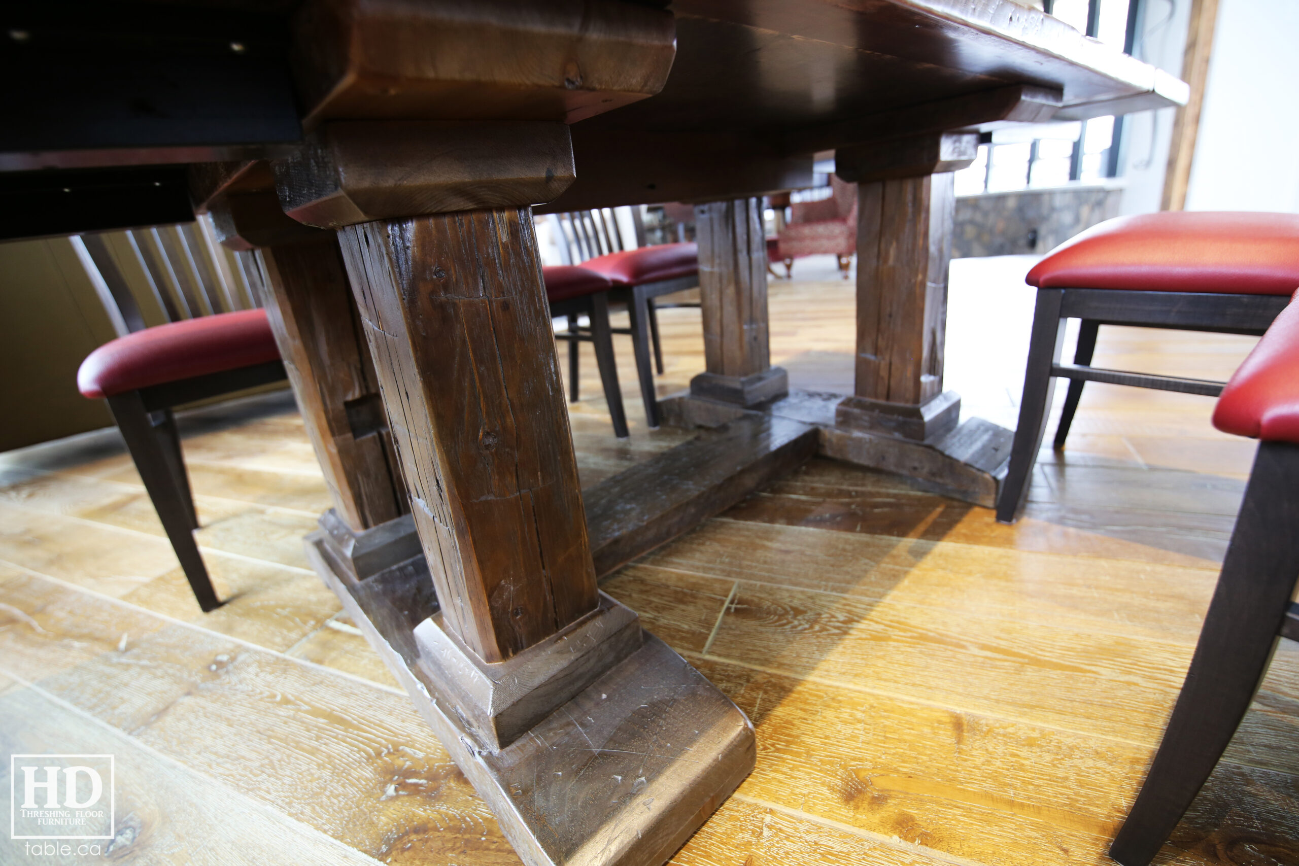 Barnboard Grey Option Reclaimed Wood Table with Modified Frame Base by HD Threshing Floor Furniture / www.table.ca