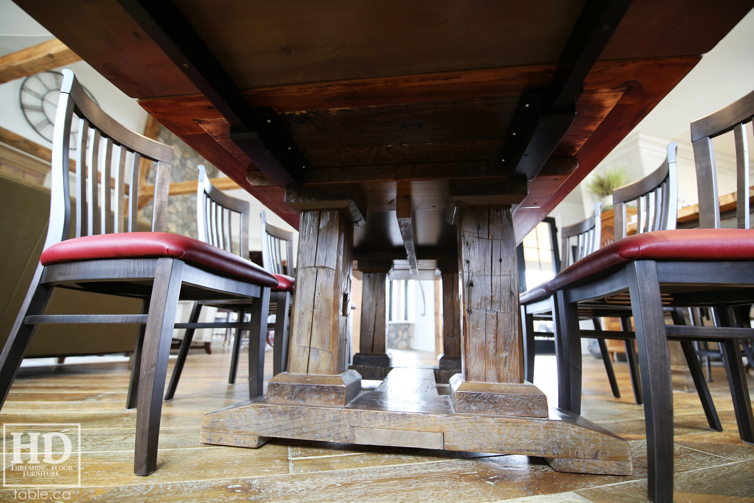 Barnboard Grey Option Reclaimed Wood Table with Modified Frame Base by HD Threshing Floor Furniture / www.table.ca