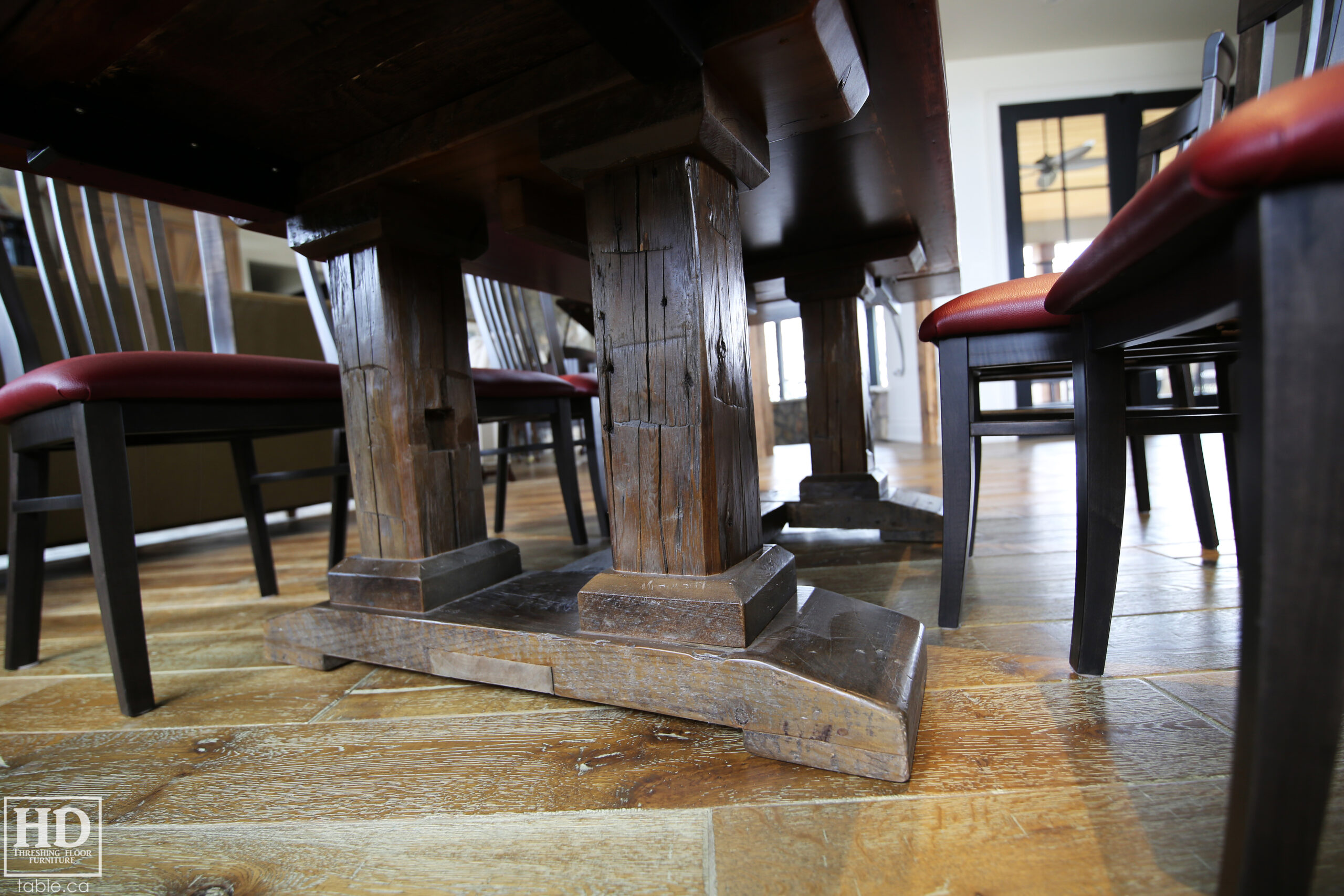 Barnboard Grey Option Reclaimed Wood Table with Modified Frame Base by HD Threshing Floor Furniture / www.table.ca