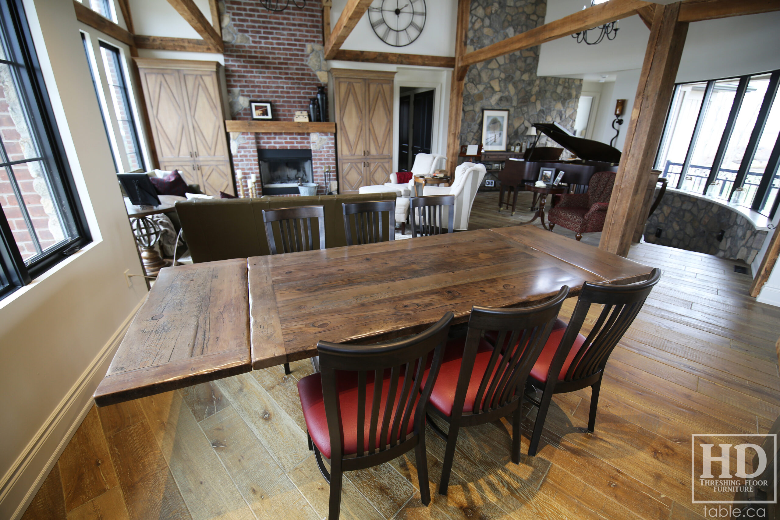 Barnboard Grey Option Reclaimed Wood Table with Modified Frame Base by HD Threshing Floor Furniture / www.table.ca