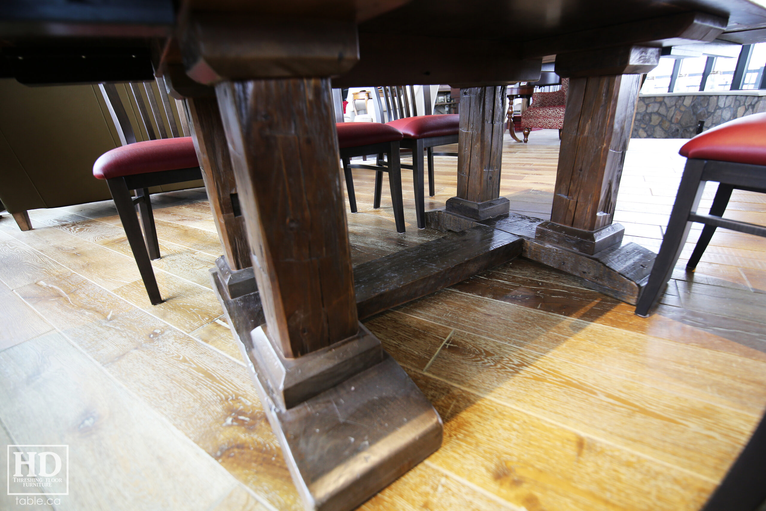 Barnboard Grey Option Reclaimed Wood Table with Modified Frame Base by HD Threshing Floor Furniture / www.table.ca