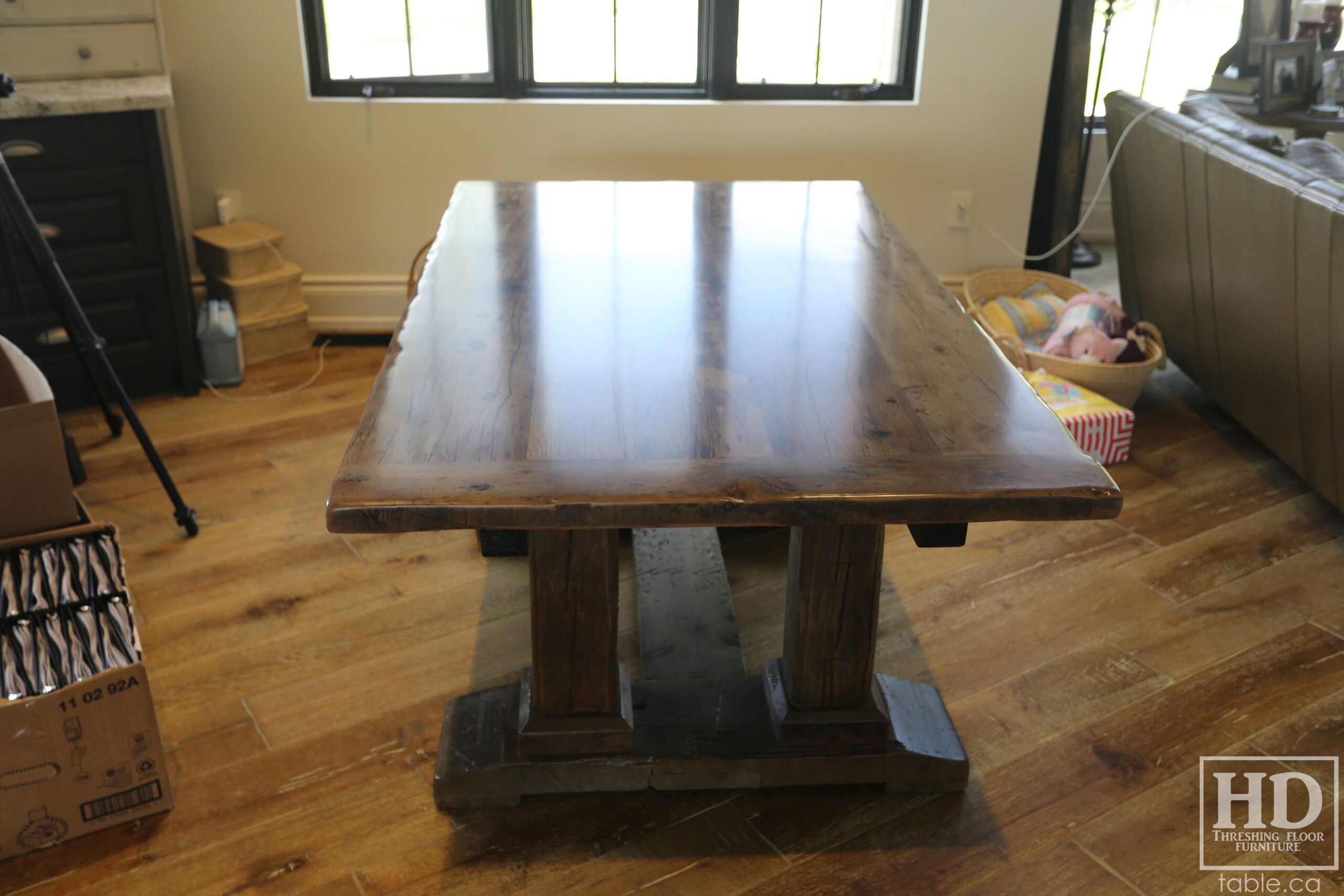 Barnboard Grey Option Reclaimed Wood Table with Modified Frame Base by HD Threshing Floor Furniture / www.table.ca