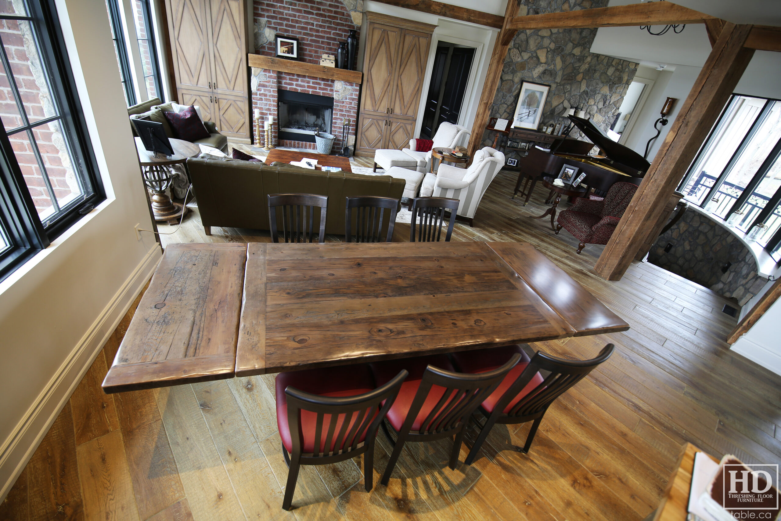 Barnboard Grey Option Reclaimed Wood Table with Modified Frame Base by HD Threshing Floor Furniture / www.table.ca