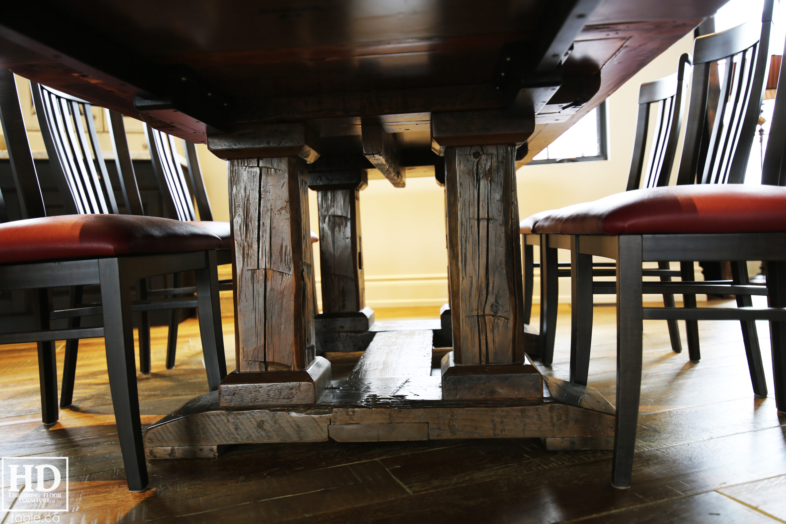 Barnboard Grey Option Reclaimed Wood Table with Modified Frame Base by HD Threshing Floor Furniture / www.table.ca