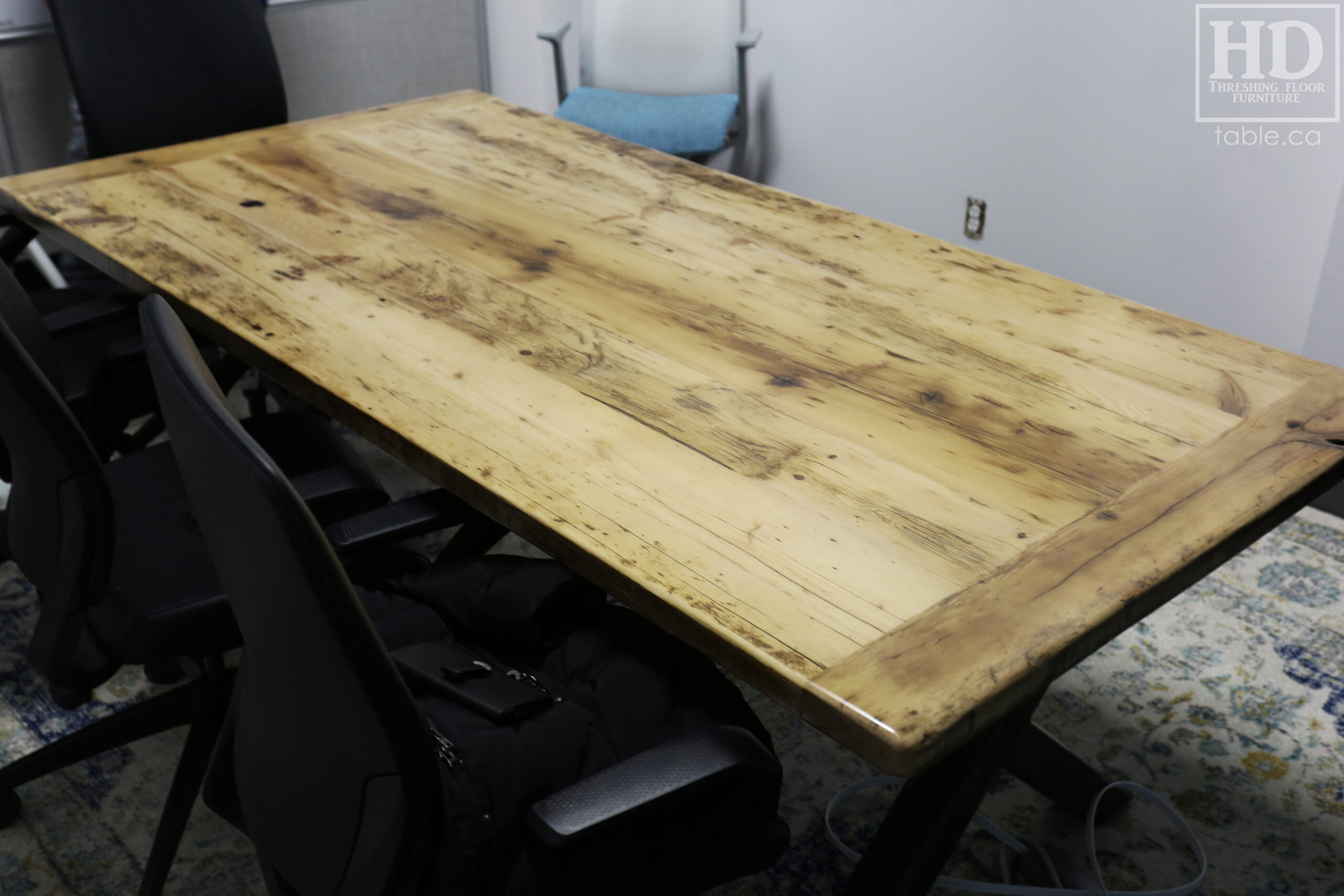 Reclaimed Wood Boardroom Table in the Colour of Unfinished [Greytone Treatment Option] by HD Threshing Floor Furniture