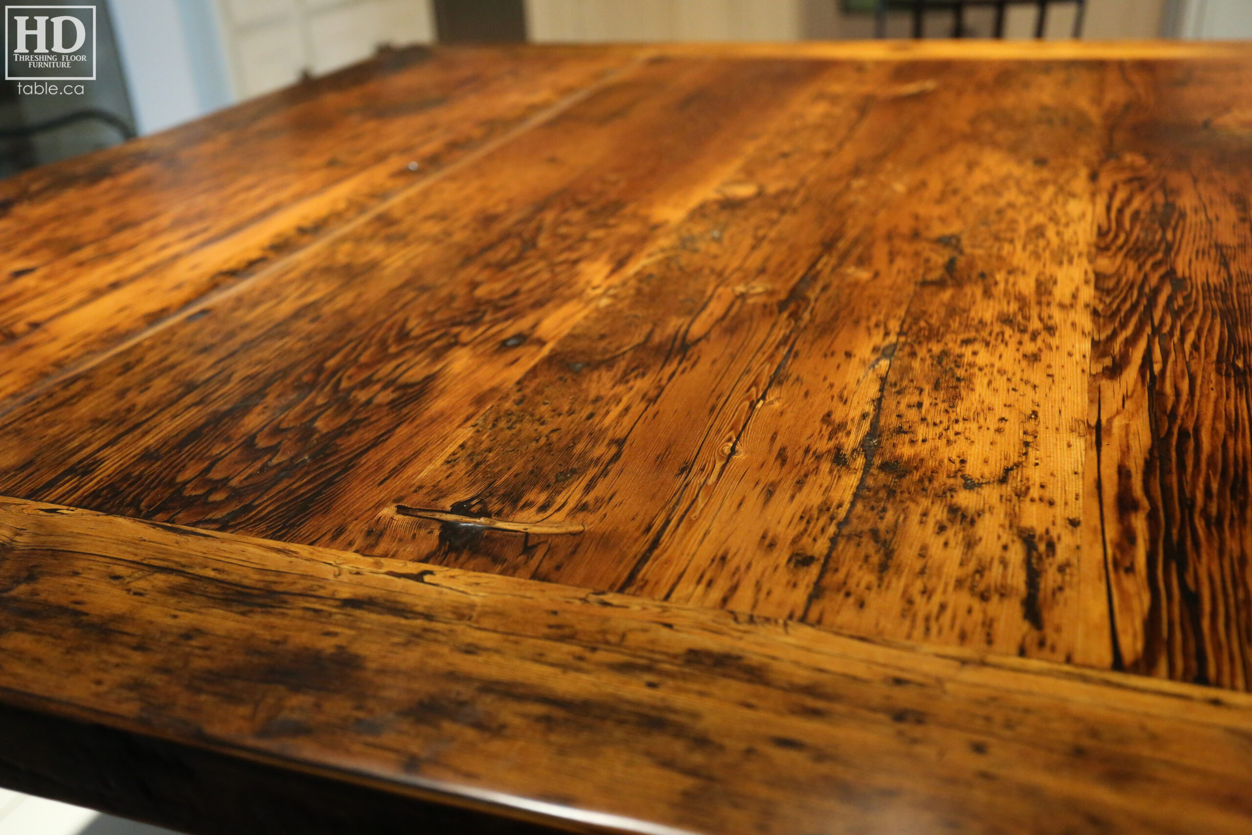 Reclaimed Wood Pedestal Kitchen Table by HD Threshing Floor Furniture / www.table.ca