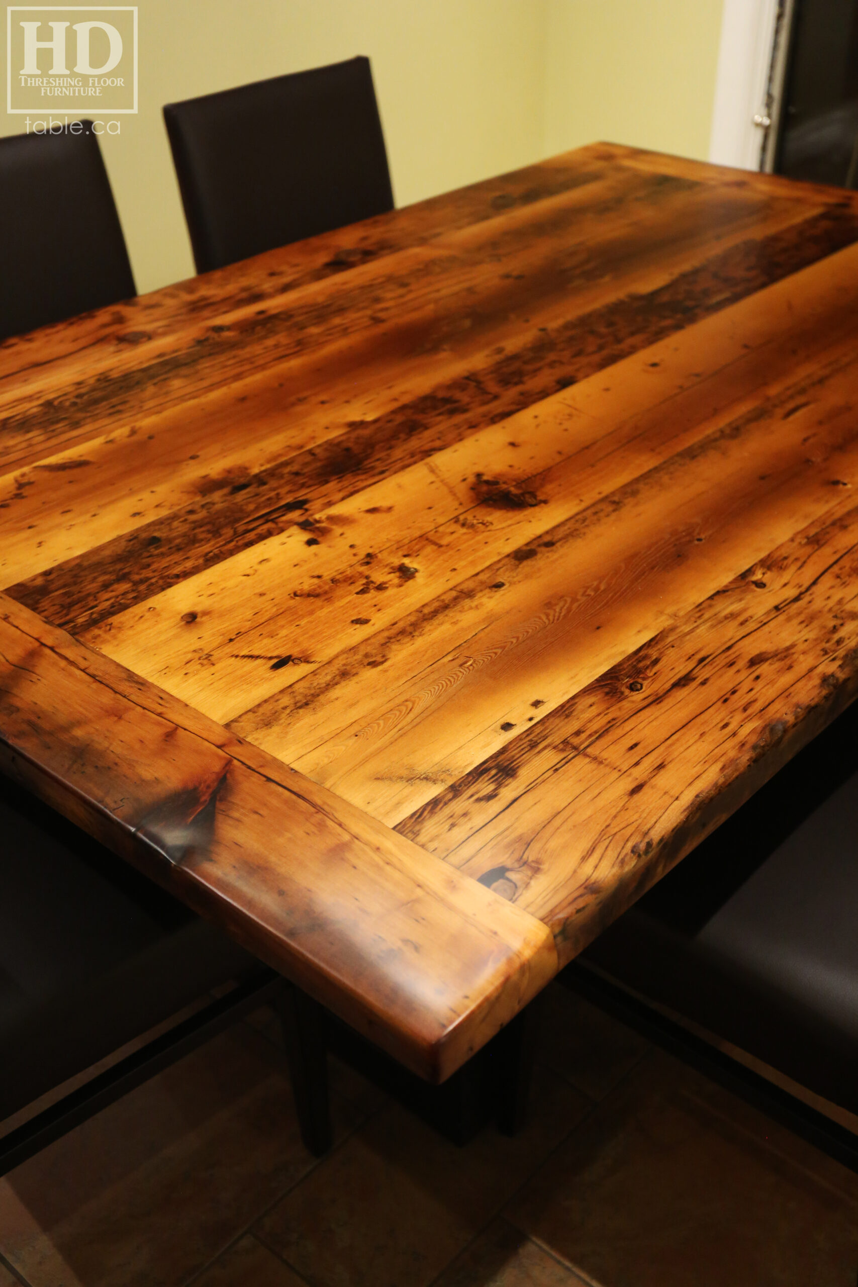 Reclaimed Wood Steel Base Table by HD Threshing Floor Furniture / www.table.ca