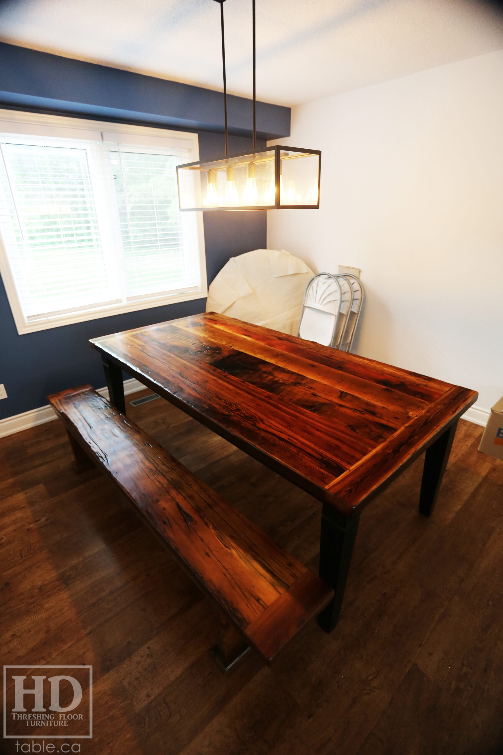Rustic Harvest Table & Bench made from Ontario Barnwood with Epoxy + Polyurethane Finish / www.table.ca 