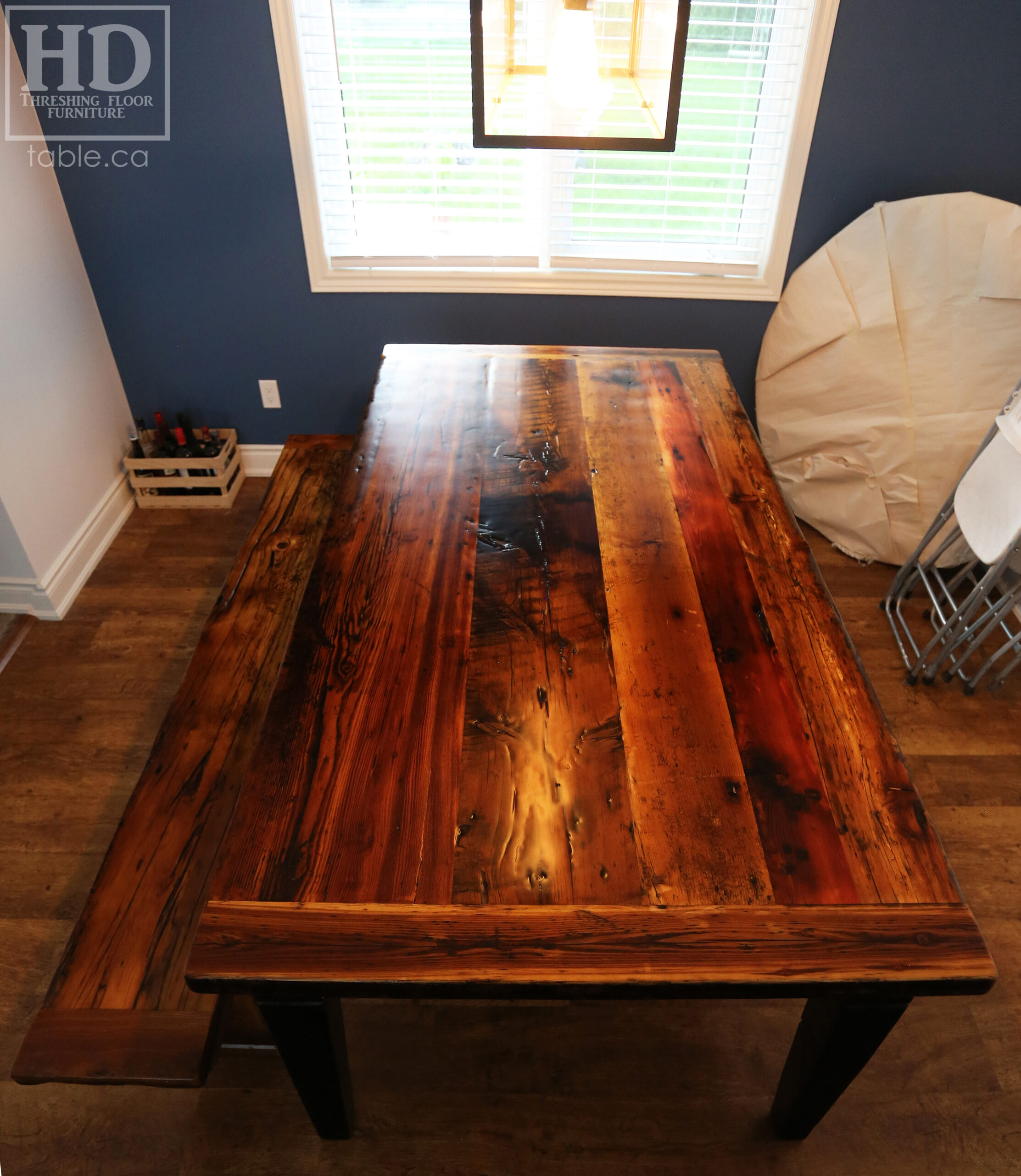 Rustic Harvest Table & Bench made from Ontario Barnwood with Epoxy + Polyurethane Finish / www.table.ca