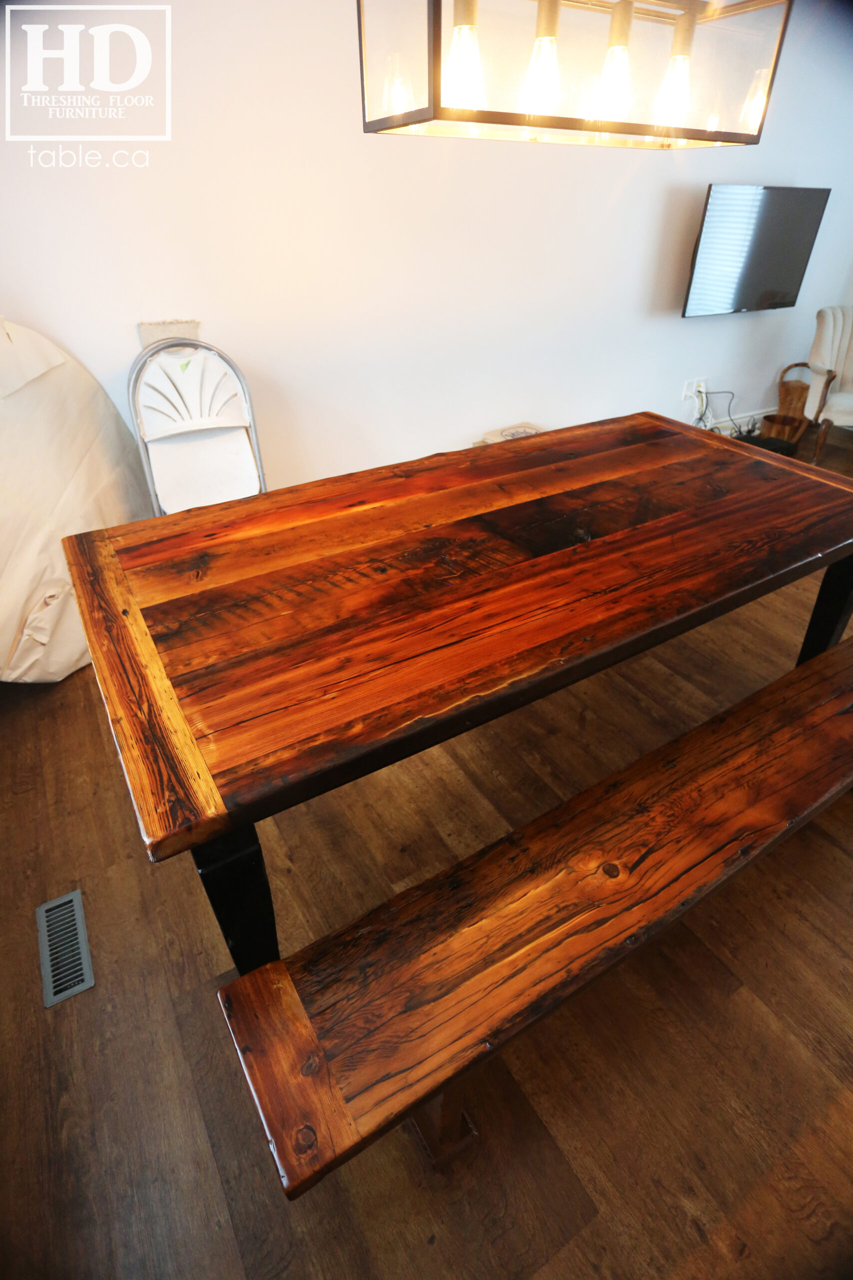 Rustic Harvest Table & Bench made from Ontario Barnwood with Epoxy + Polyurethane Finish / www.table.ca