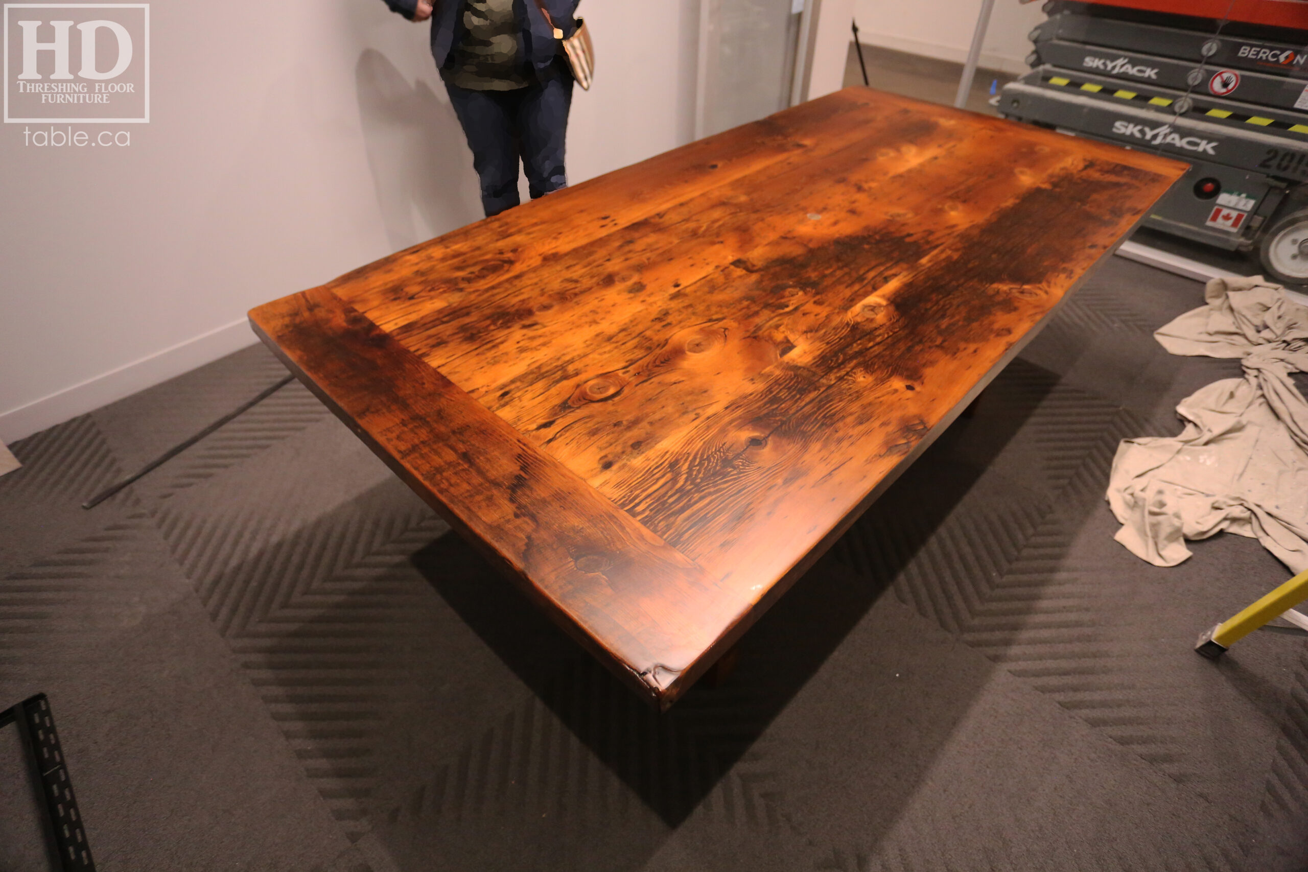 Reclaimed Wood Boardroom Table with Modern Plank Base by HD Threshing Floor Furniture / www.table.ca