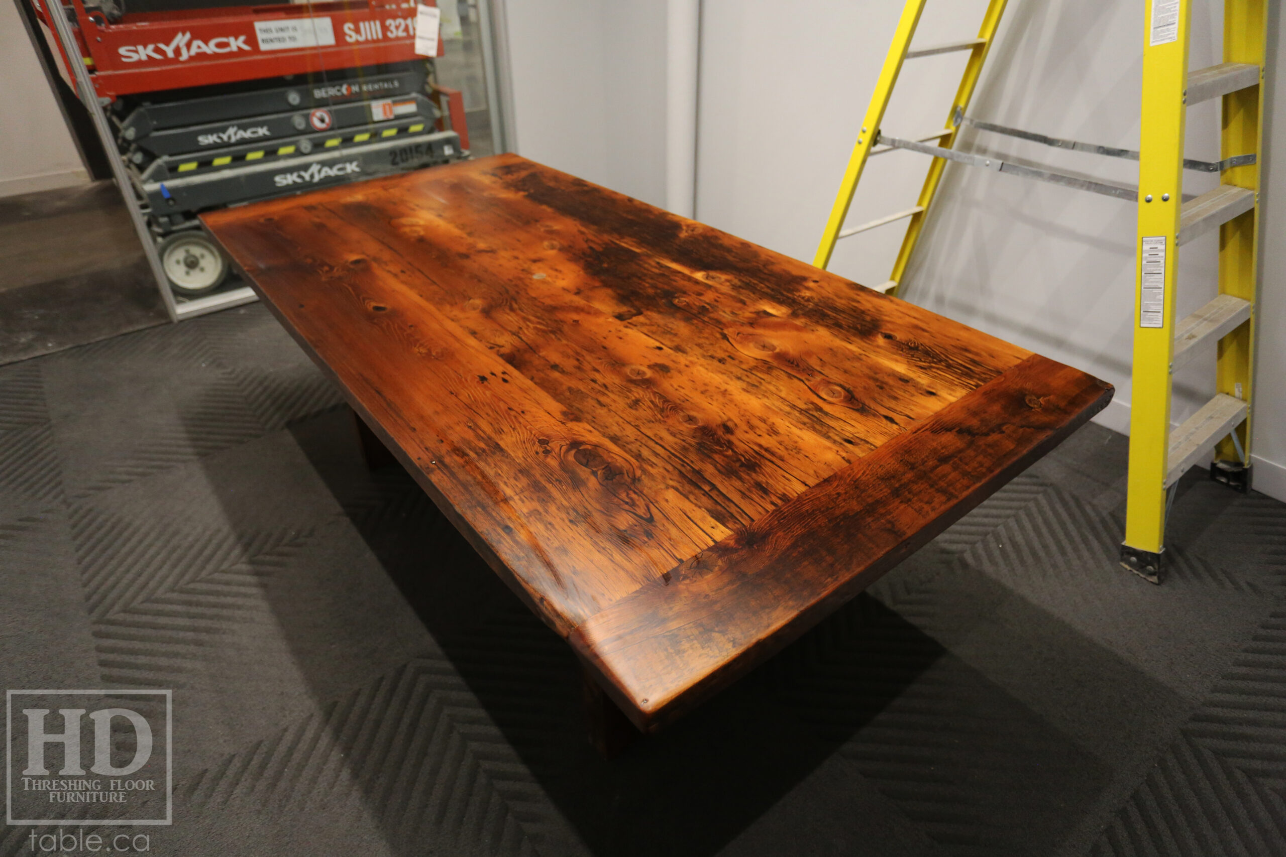 Reclaimed Wood Boardroom Table with Modern Plank Base by HD Threshing Floor Furniture / www.table.ca
