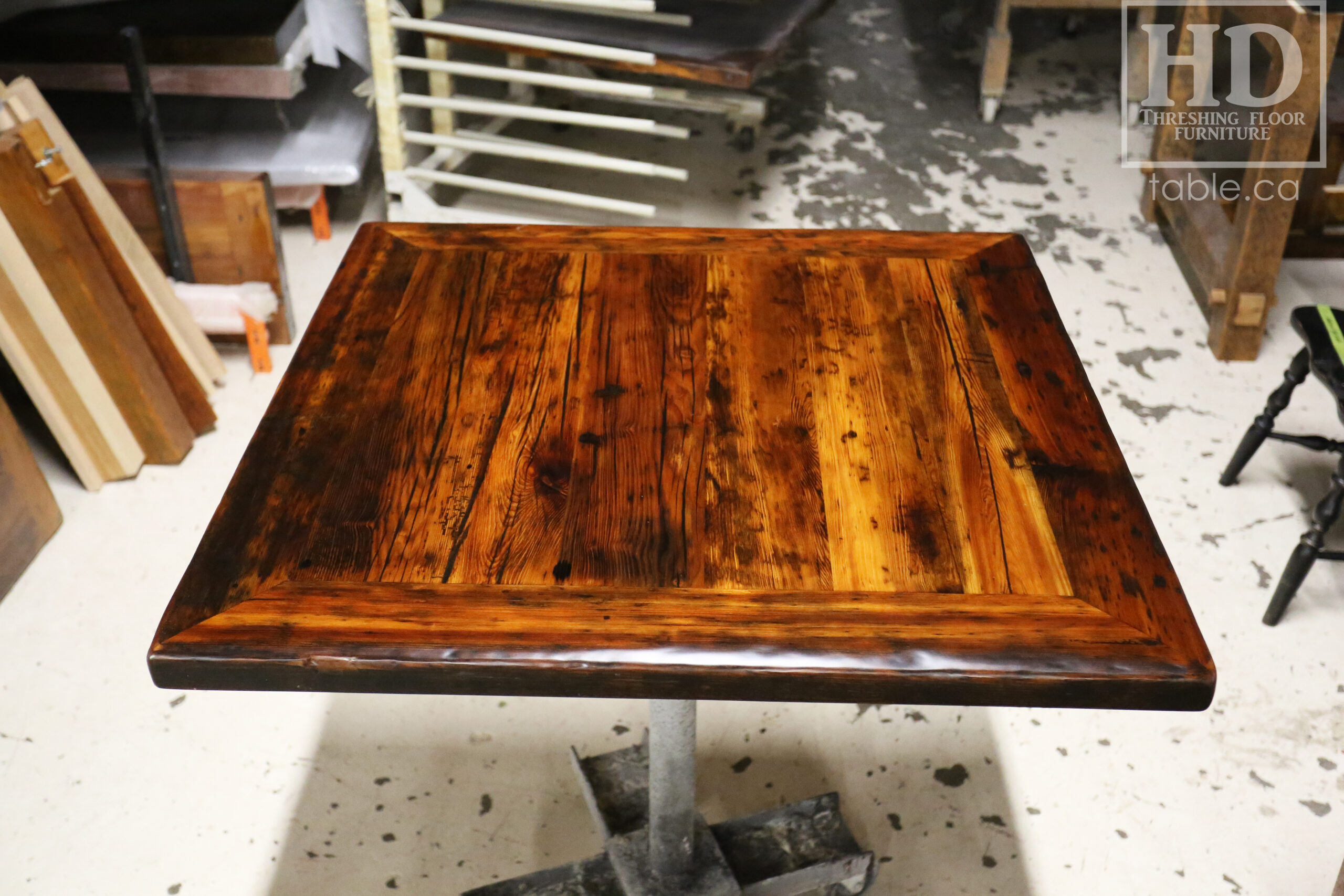 Restaurant Table Tops made from Reclaimed Ontario Barnwood by HD Threshing Floor Furniture / www.table.ca