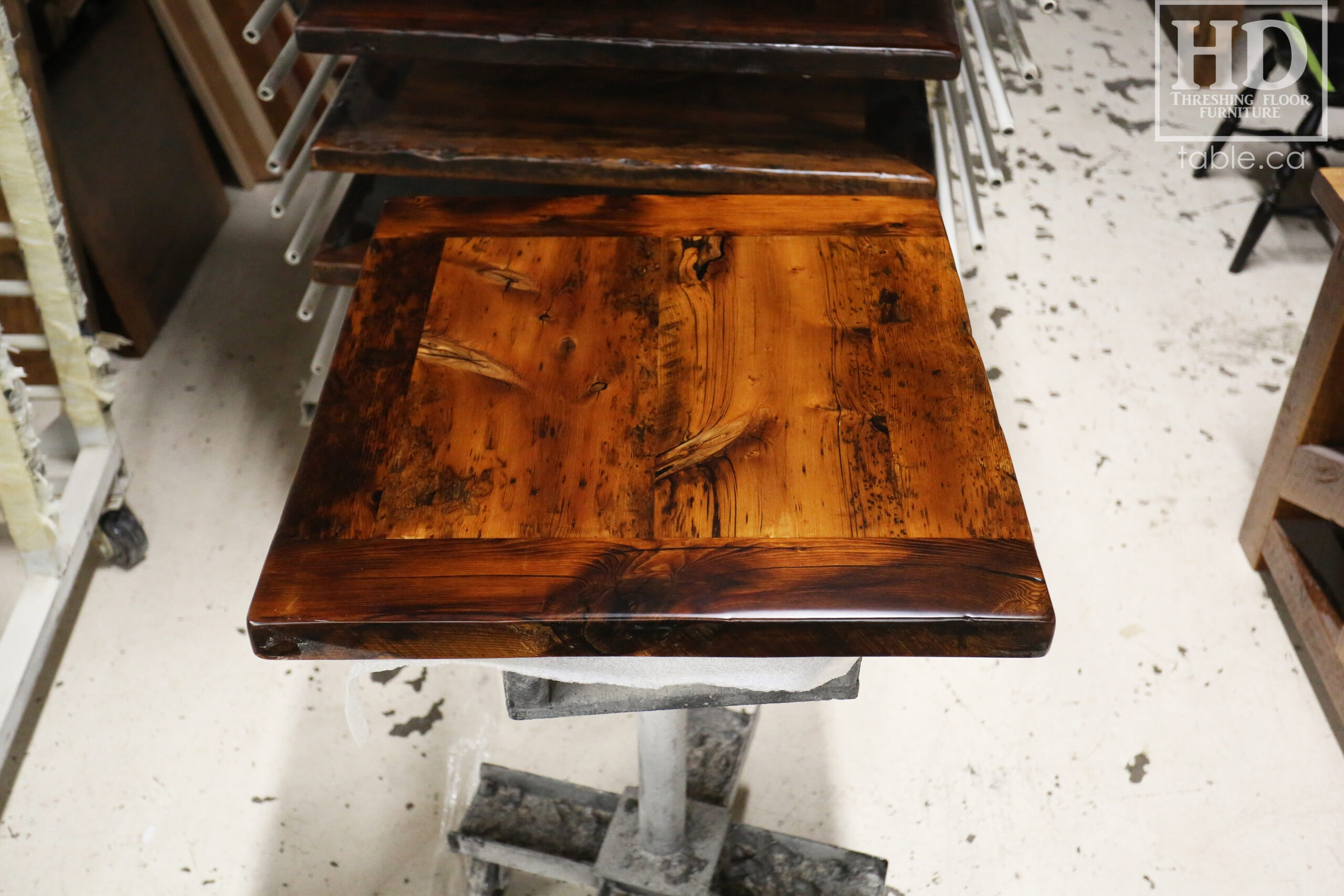 Restaurant Table Tops made from Reclaimed Ontario Barnwood by HD Threshing Floor Furniture / www.table.ca