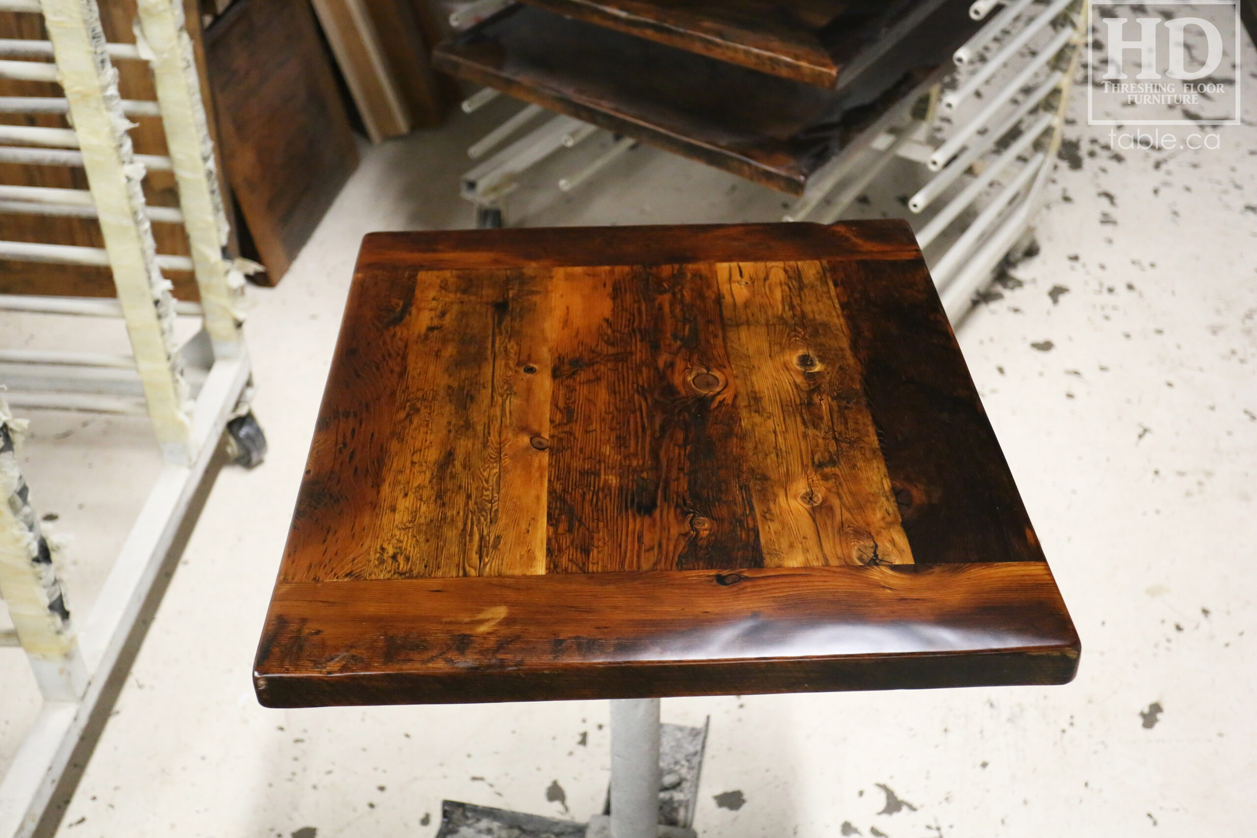 Restaurant Table Tops made from Reclaimed Ontario Barnwood by HD Threshing Floor Furniture / www.table.ca