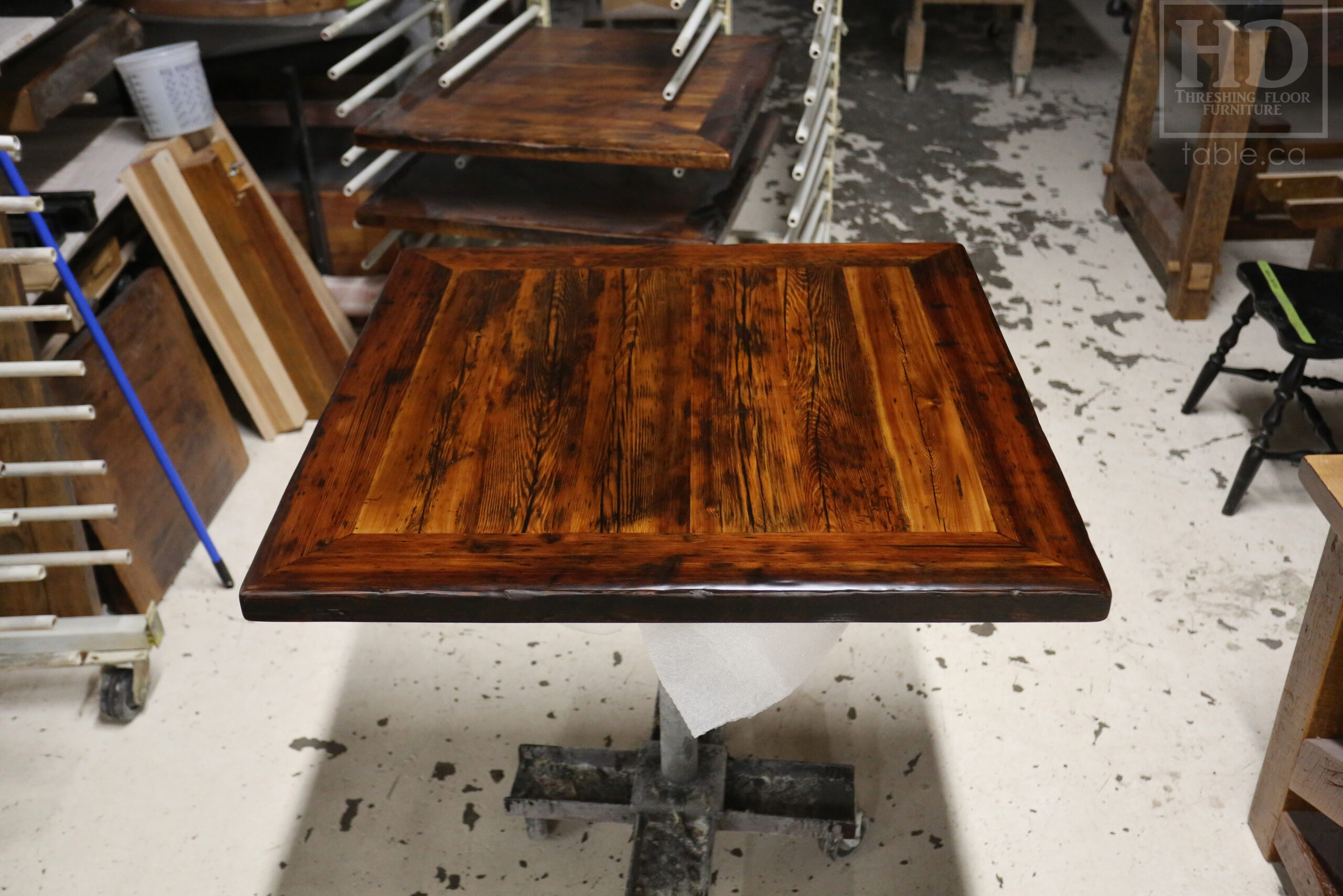 Restaurant Table Tops made from Reclaimed Ontario Barnwood by HD Threshing Floor Furniture / www.table.ca