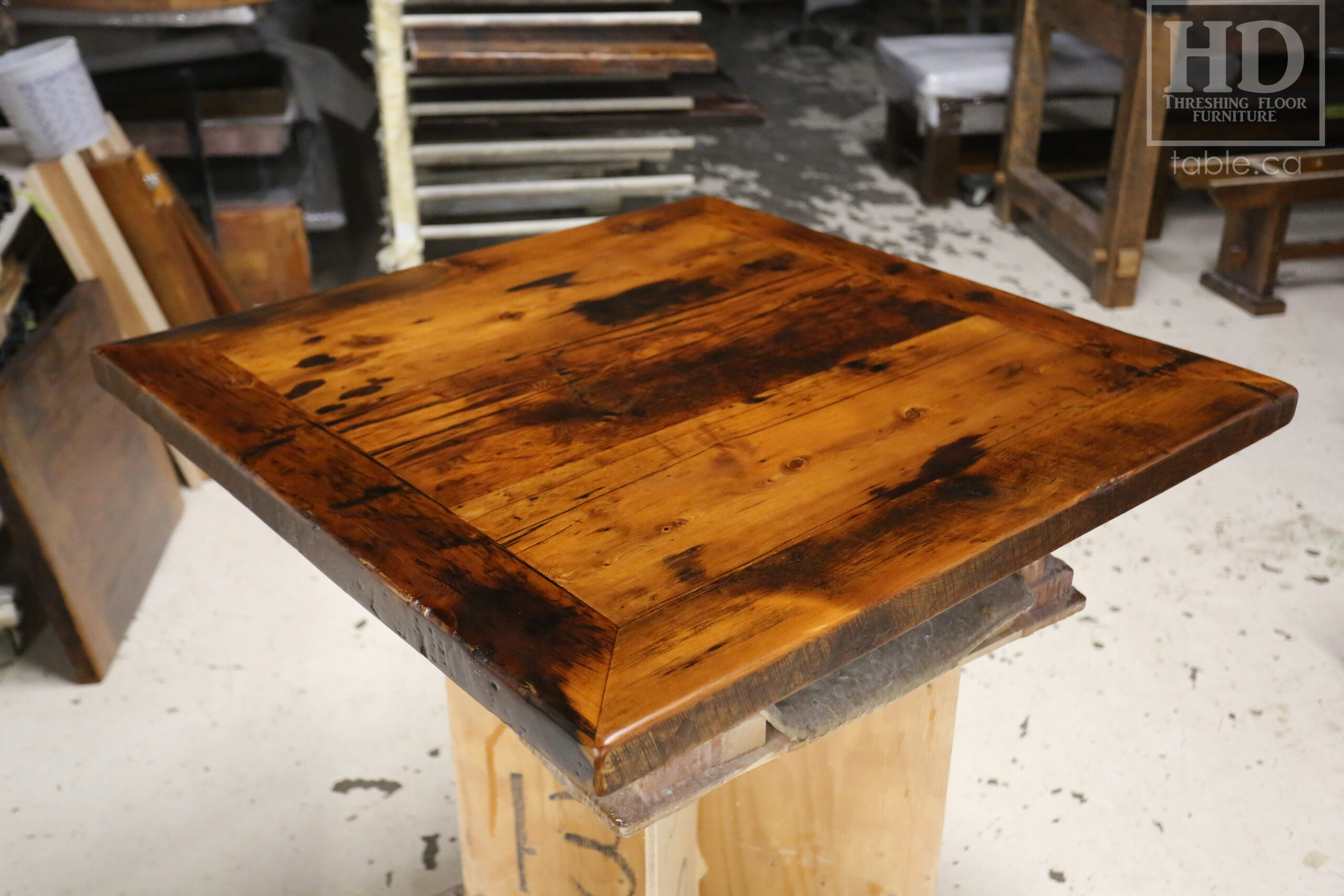 Restaurant Table Tops made from Reclaimed Ontario Barnwood by HD Threshing Floor Furniture / www.table.ca