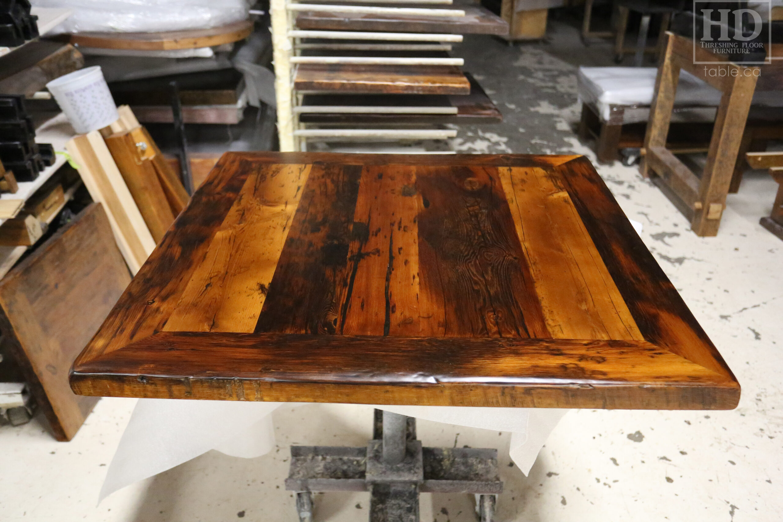 Restaurant Table Tops made from Reclaimed Ontario Barnwood by HD Threshing Floor Furniture / www.table.ca