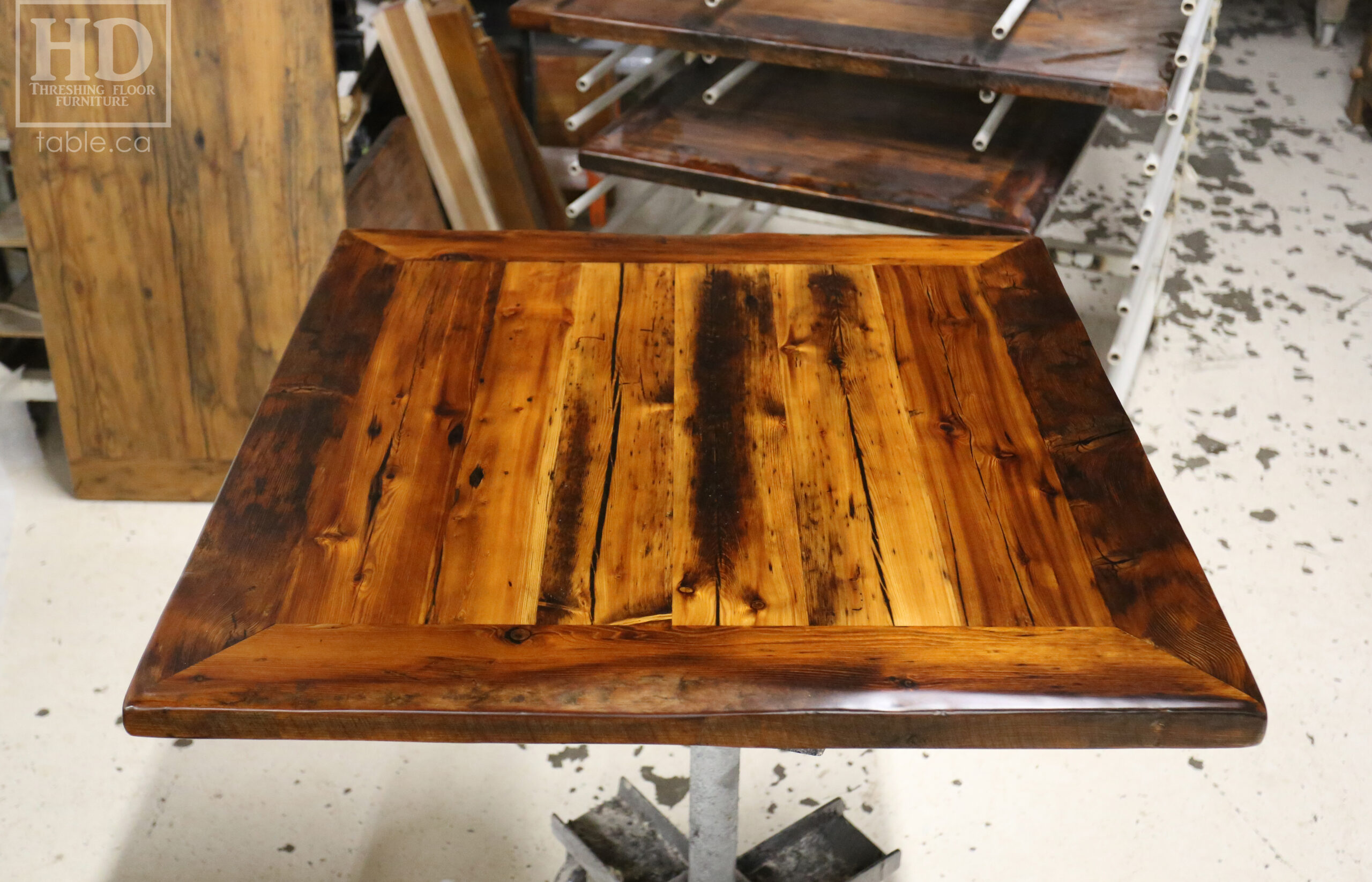 Restaurant Table Tops made from Reclaimed Ontario Barnwood by HD Threshing Floor Furniture / www.table.ca