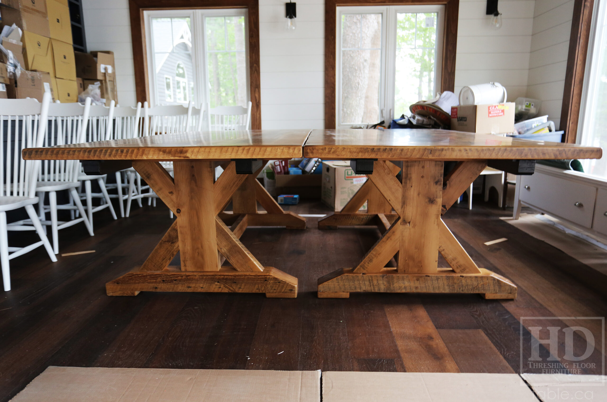 Ontario Barnwood Trestle Tables Set for a Gravenhurst Cottage Blog
