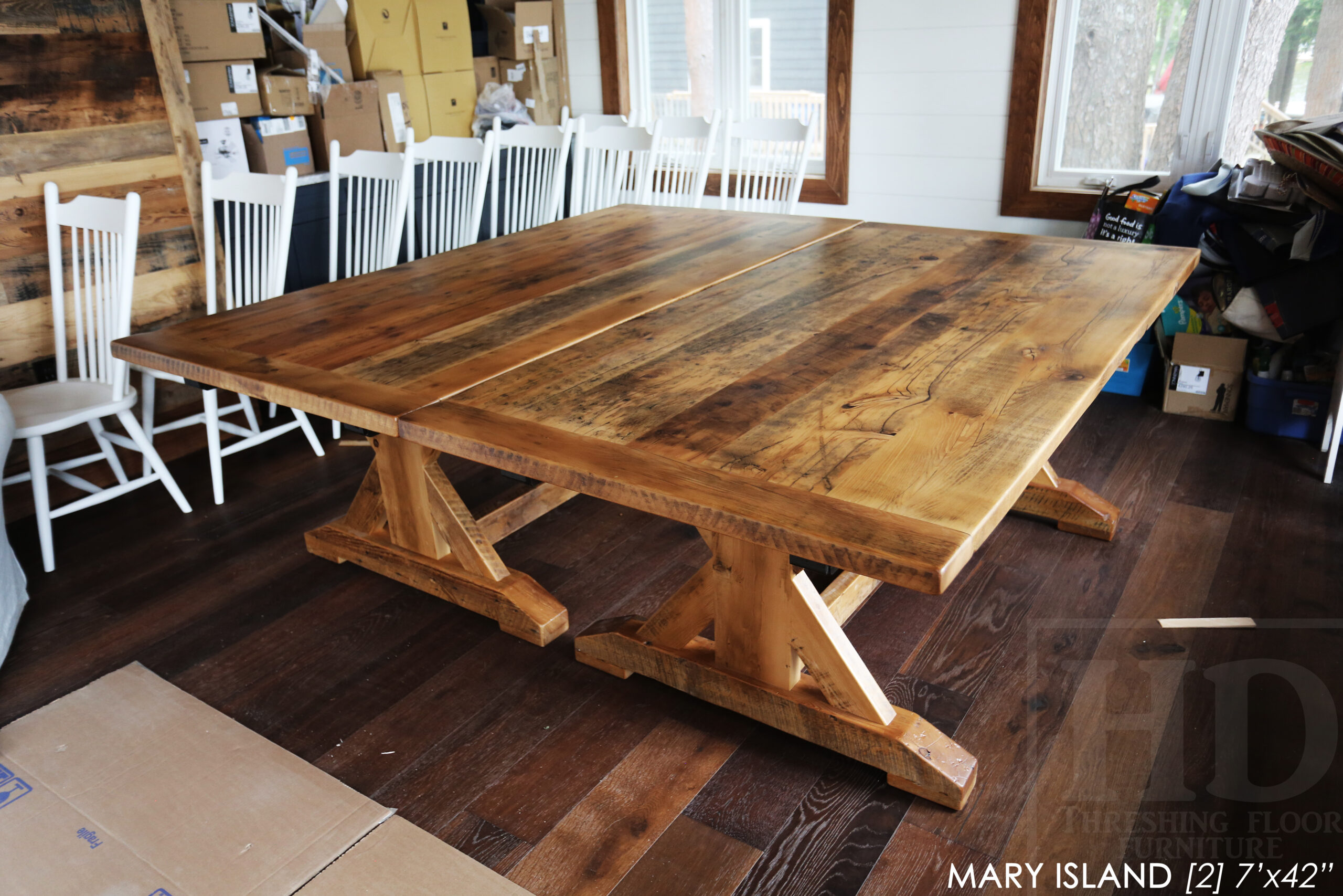 Ontario Barnwood Trestle Tables Set for a Gravenhurst Cottage Blog