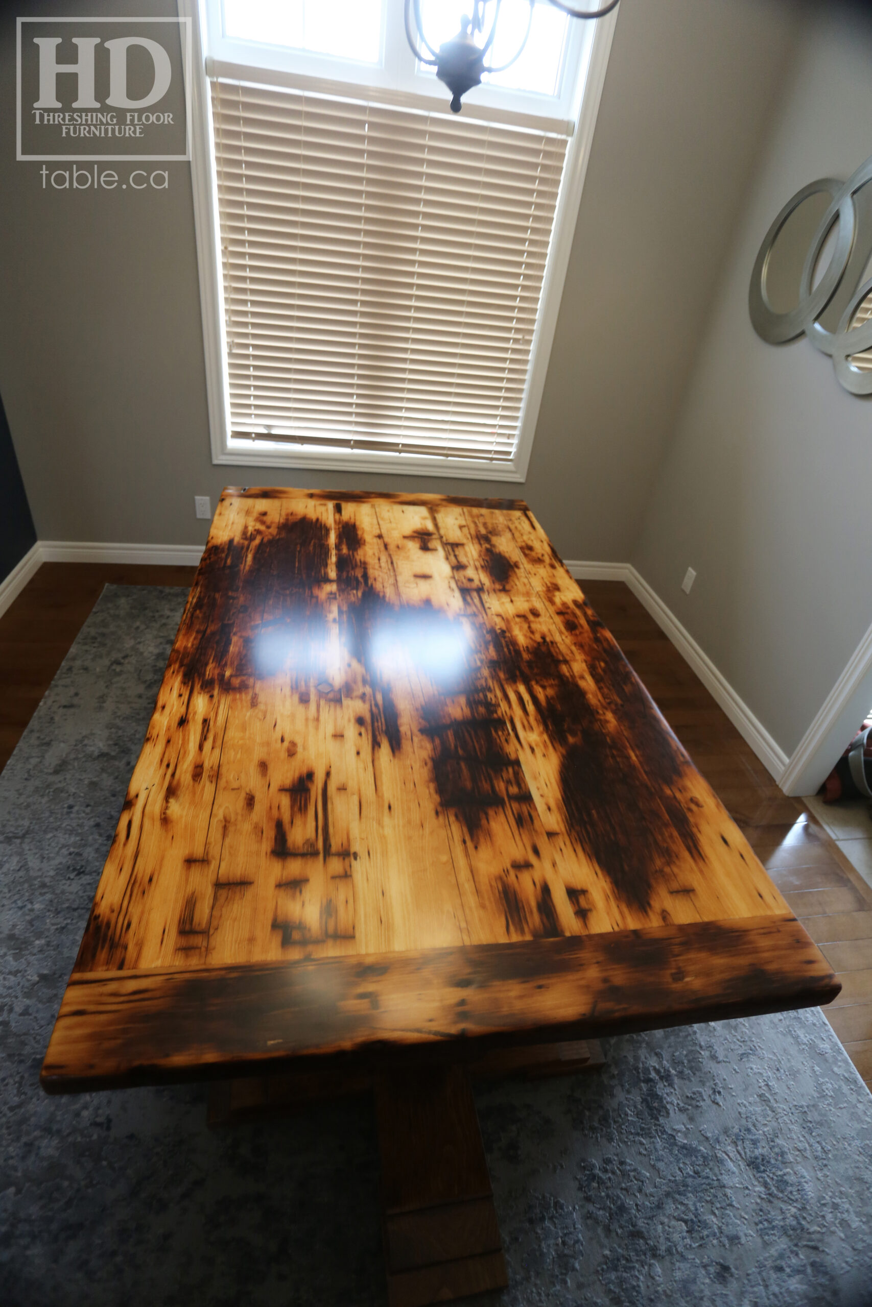 72” Ontario Barnwood Table Top – 42” wide – Old Growth Pine Construction – Original edges & distressing maintained - Premium epoxy + satin polyurethane finish - www.table.ca