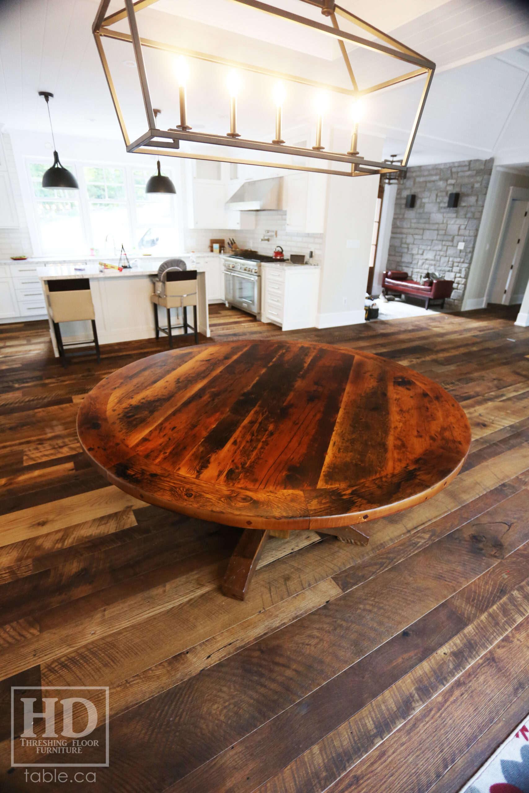 Reclaimed Ontario Barnwood Round Table for a Bigwin Island Cottage | Blog