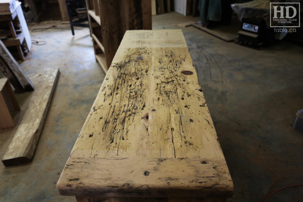 5' Ontario Barnwood Dresser - 18" deep - 36" height - 7 Drawers - Mission Cast Brass Lee Valley Hardware - Old Growth Reclaimed Hemlock Threshing Floor & Grainery Board Construction - Original edges & distressing maintained - Premium epoxy + satin polyurethane clearcoat finish / www.table.ca